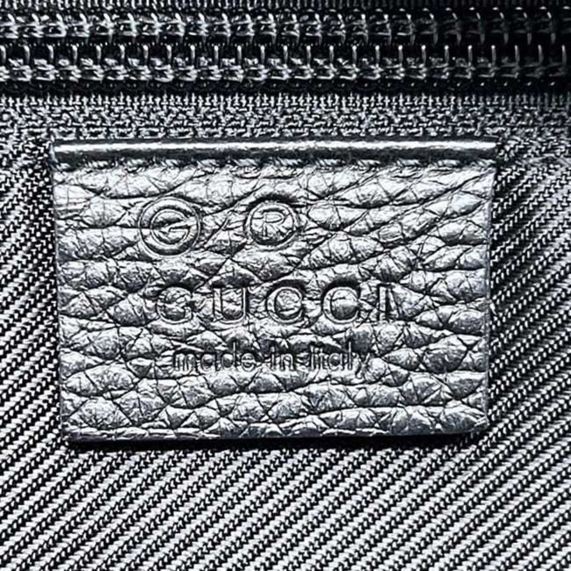 Gucci Gg Canvas Black Gg Canvas Leather Tote Bag
