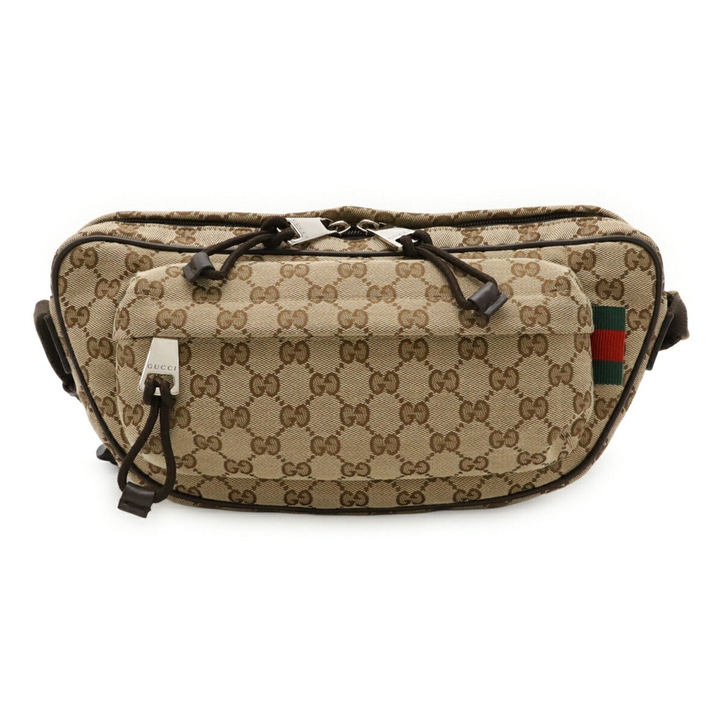Gucci Beige Dark Brown Canvas Sling Bag