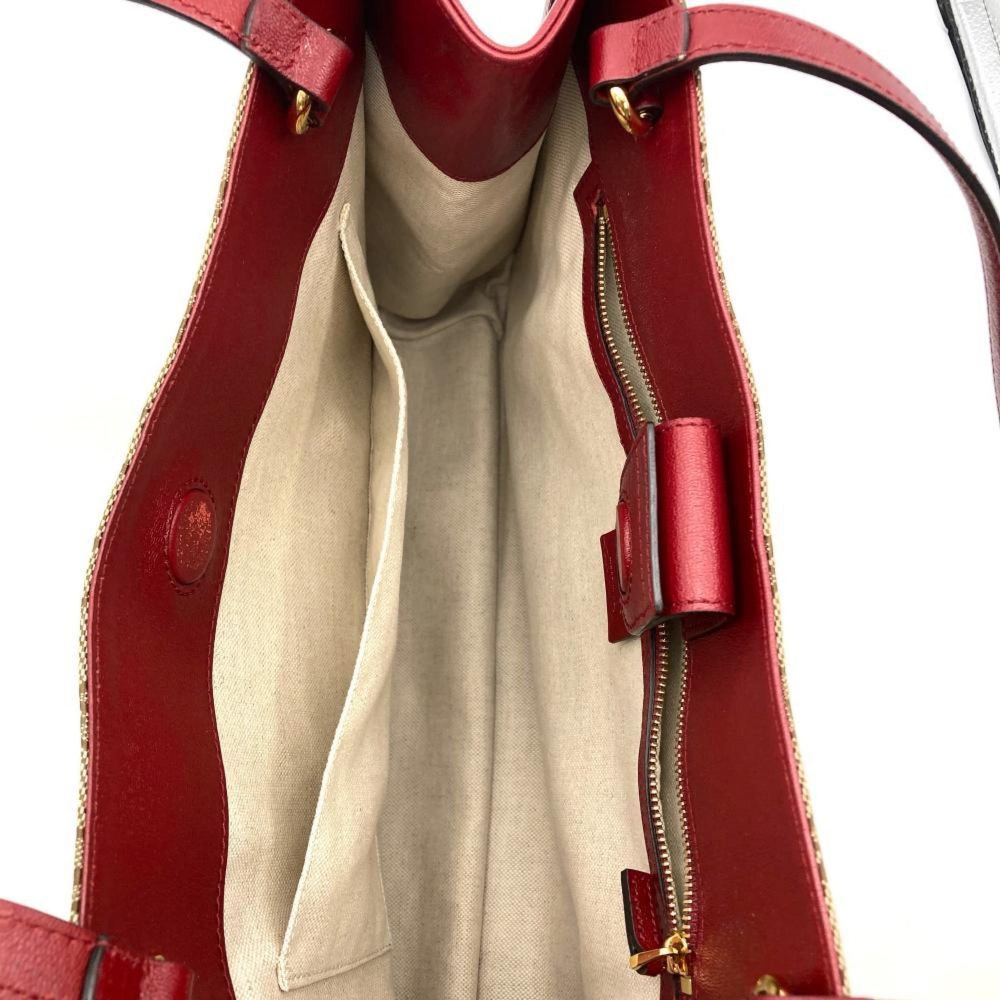 Gucci Beige Gg Canvas Leather Tote Bag