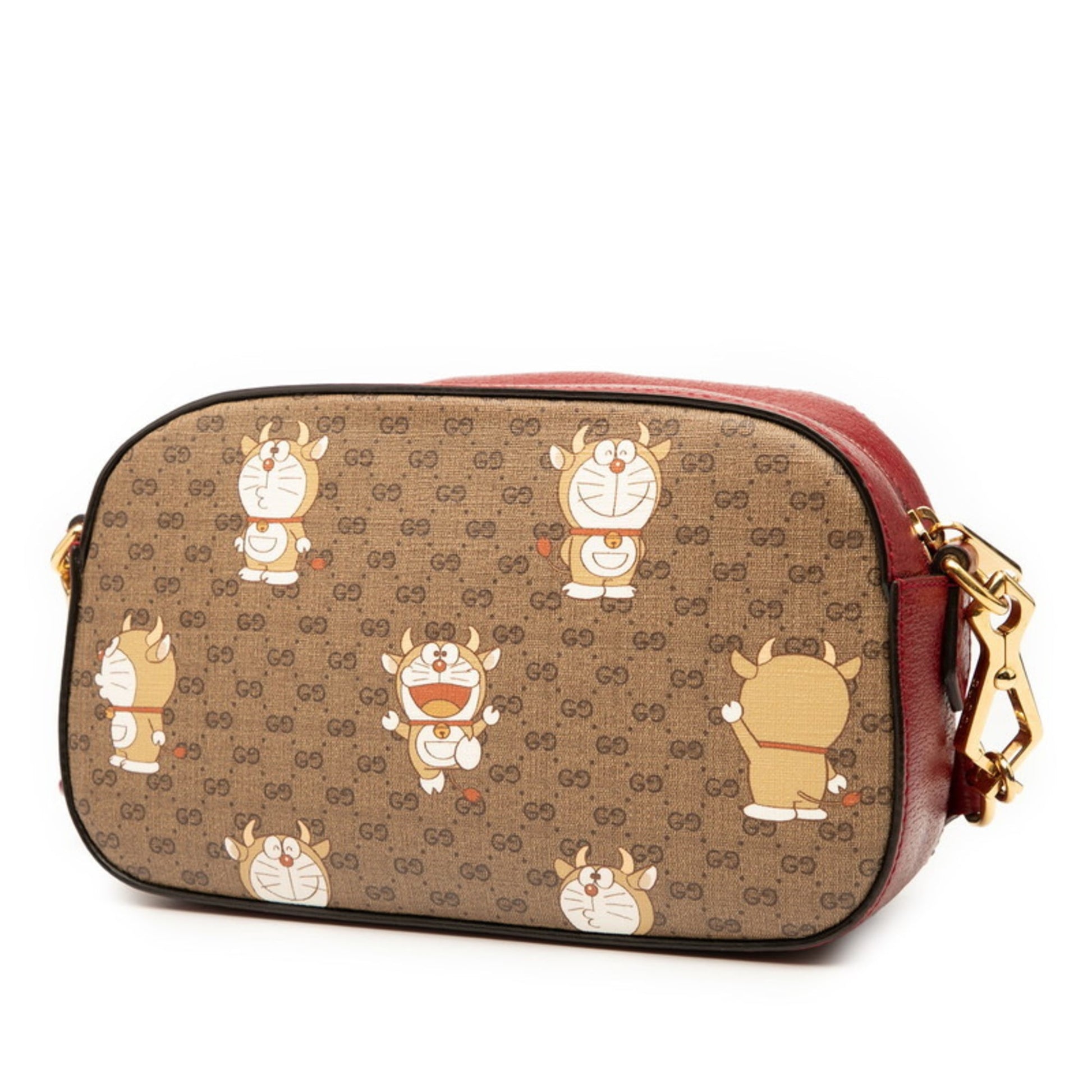 Gucci Brown Red Color Pvc Leather Shoulder Bag