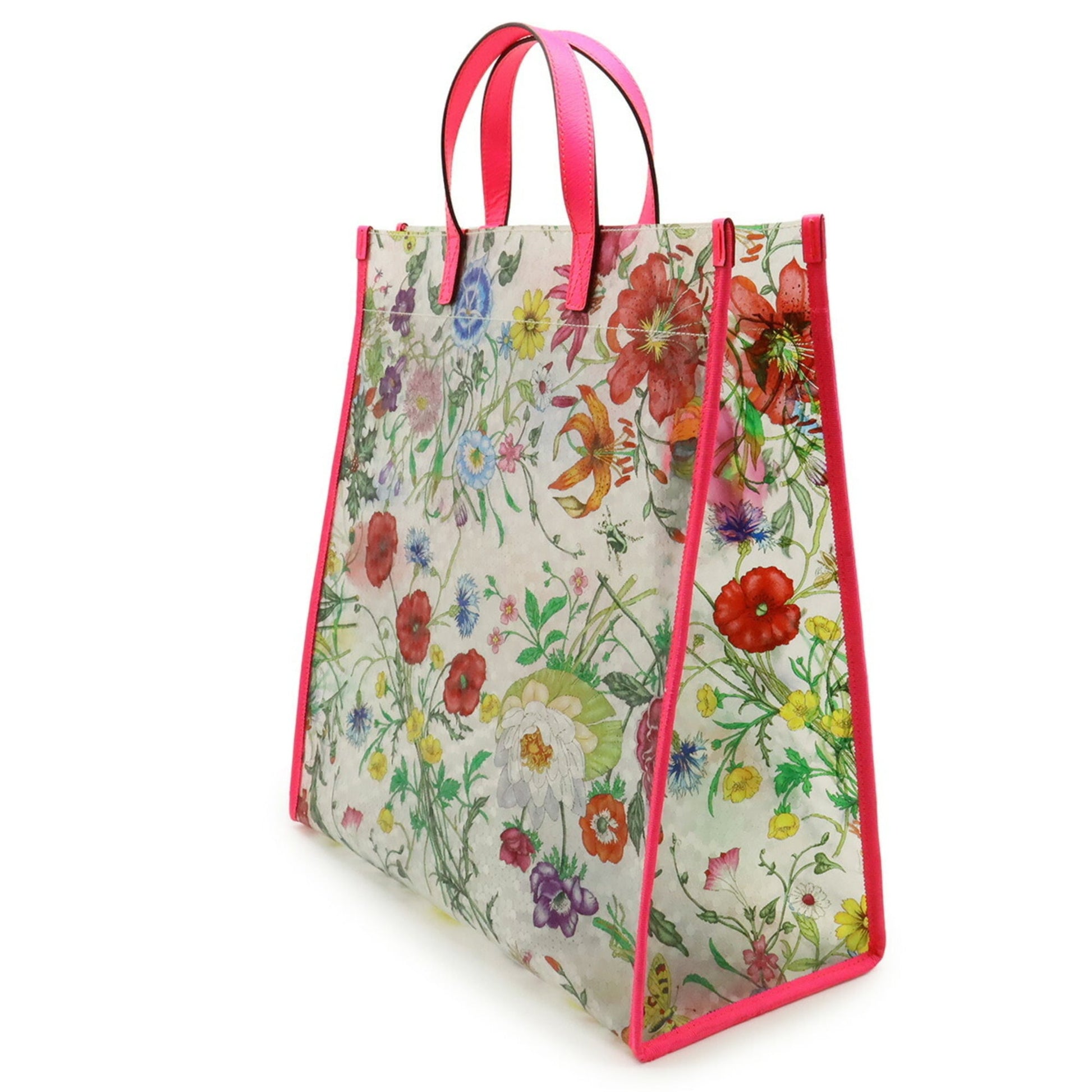 Gucci Clear Multi-Color Pink Vinyl Leather Tote Bag