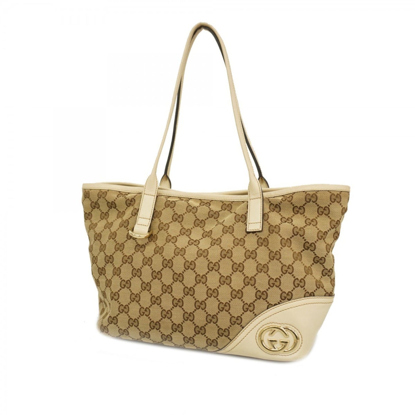 Gucci Beige Brown Canvas Tote Bag