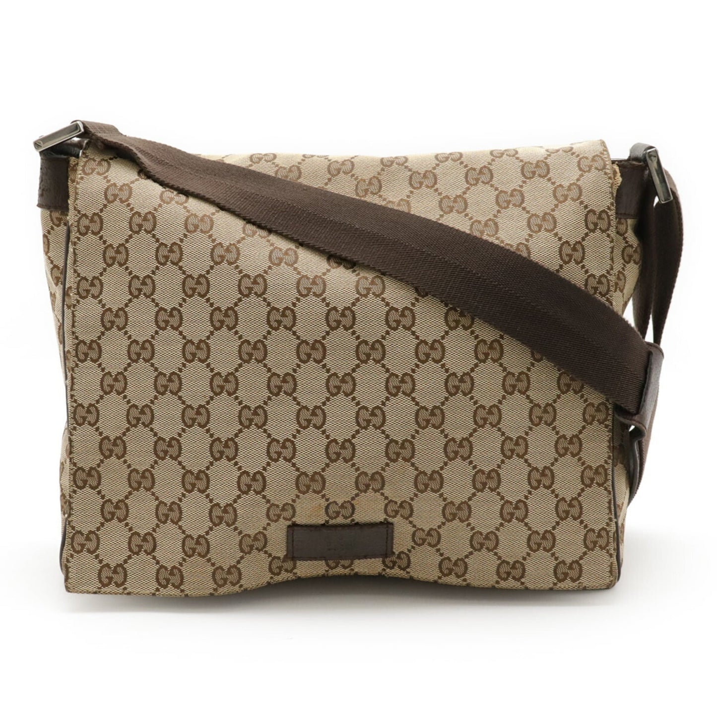 Gucci Gg Canvas Beige Dark Brown Khaki Gg Canvas Leather Shoulder Bag