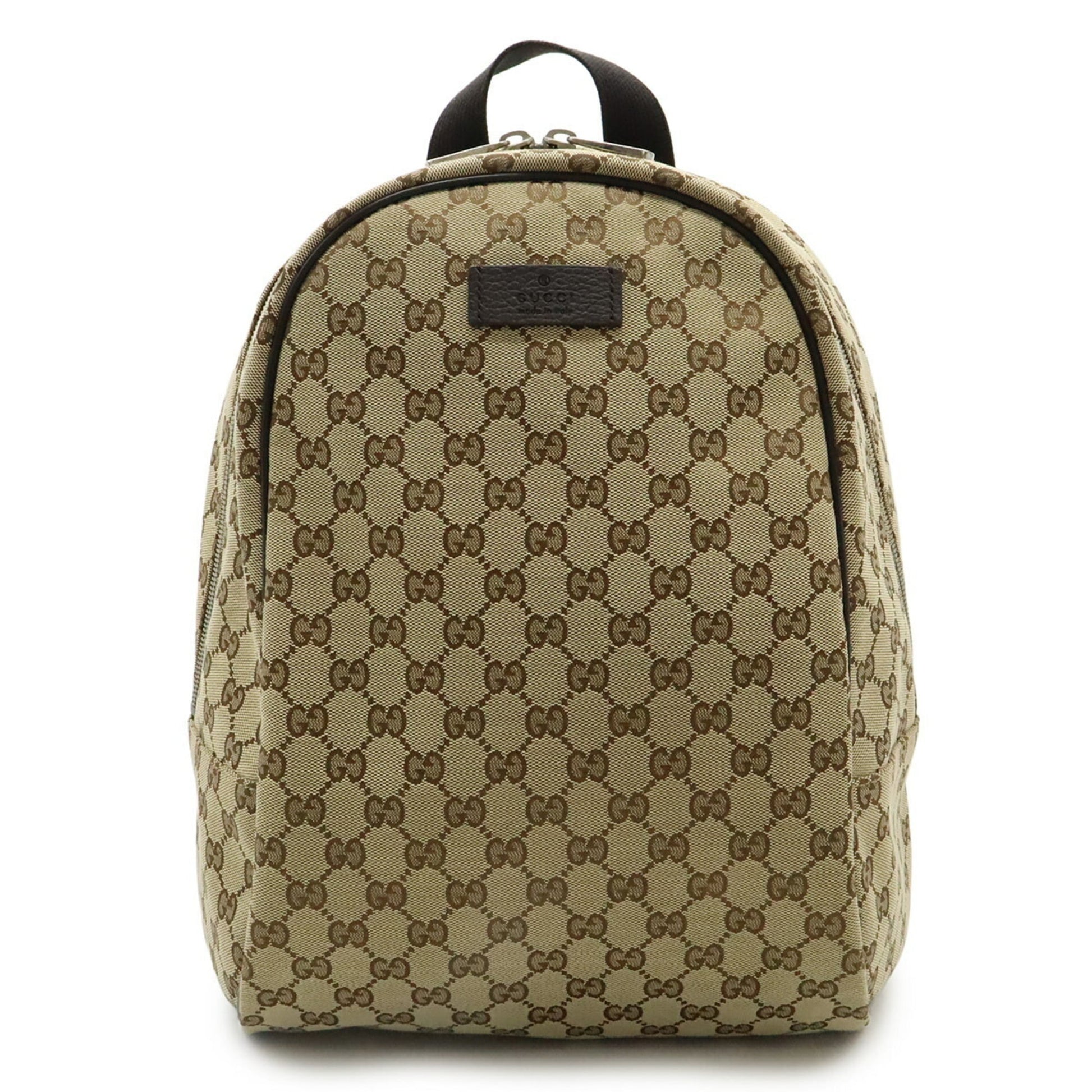 Gucci Gg Canvas Beige Dark Brown Gg Canvas Leather Backpack