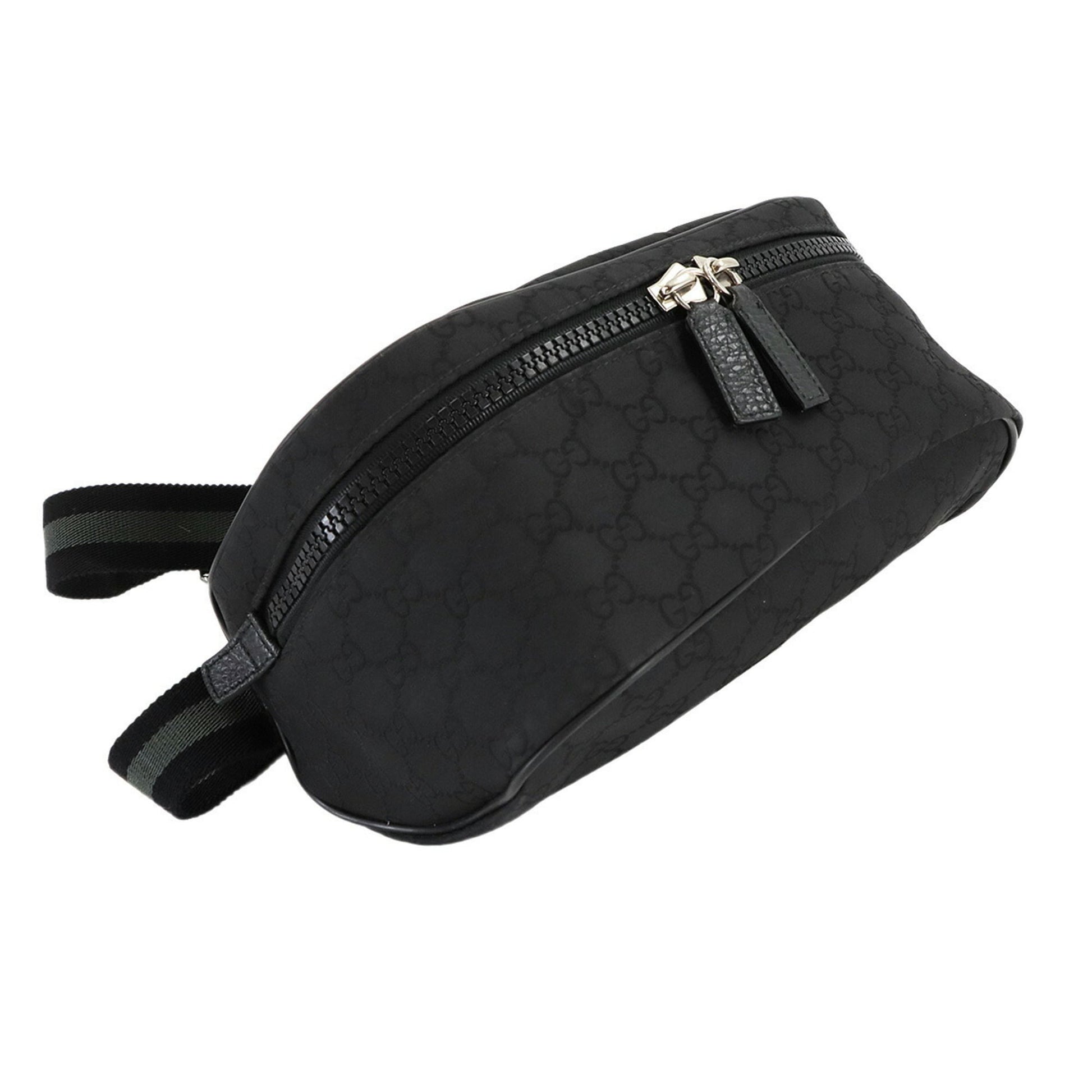 Gucci Black Nylon Leather Fanny Pack Sling Bag