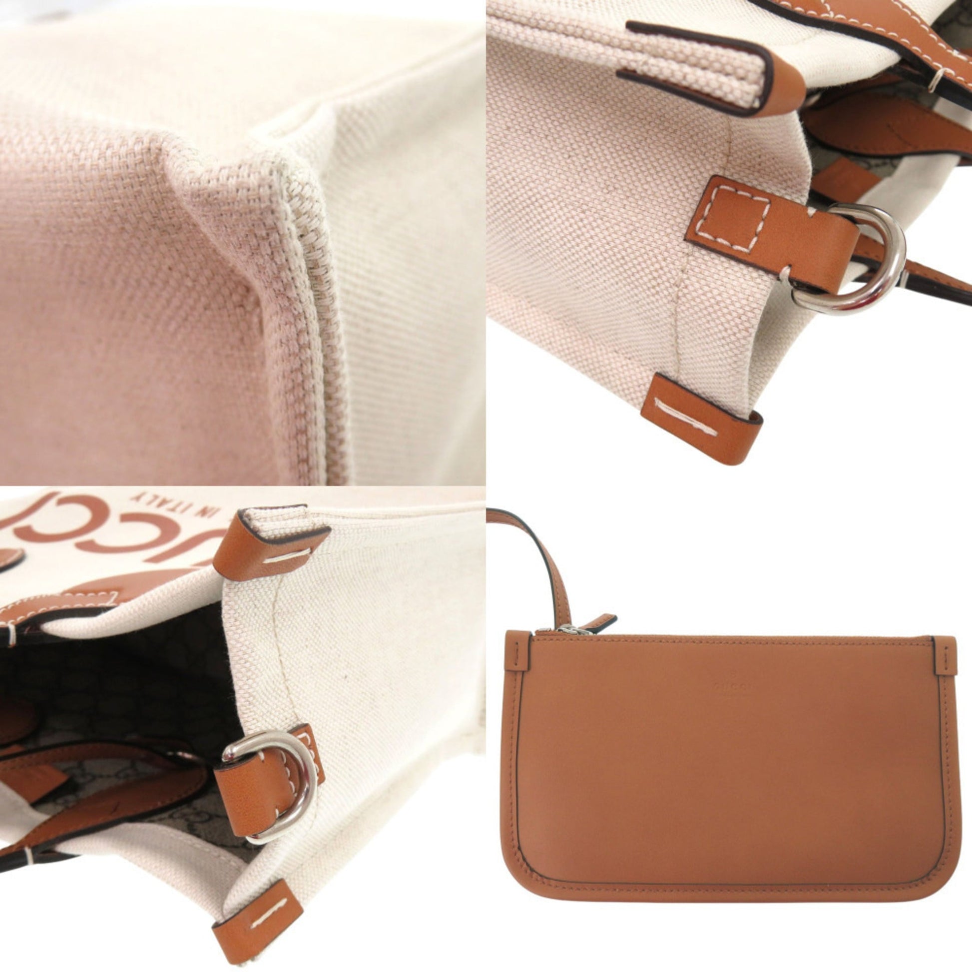 Gucci Beige Canvas Leather Handbag