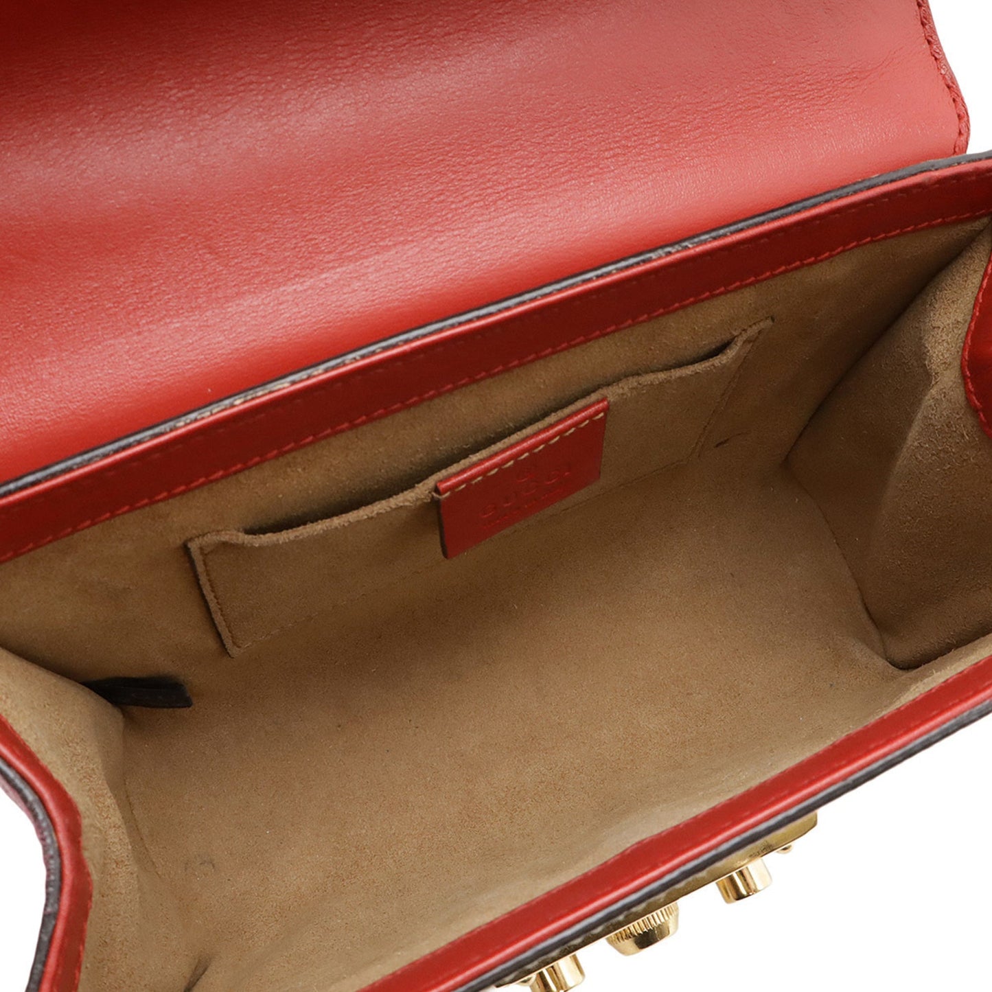 Gucci Beige Pink Red Color Gg Supreme Leather Shoulder Bag