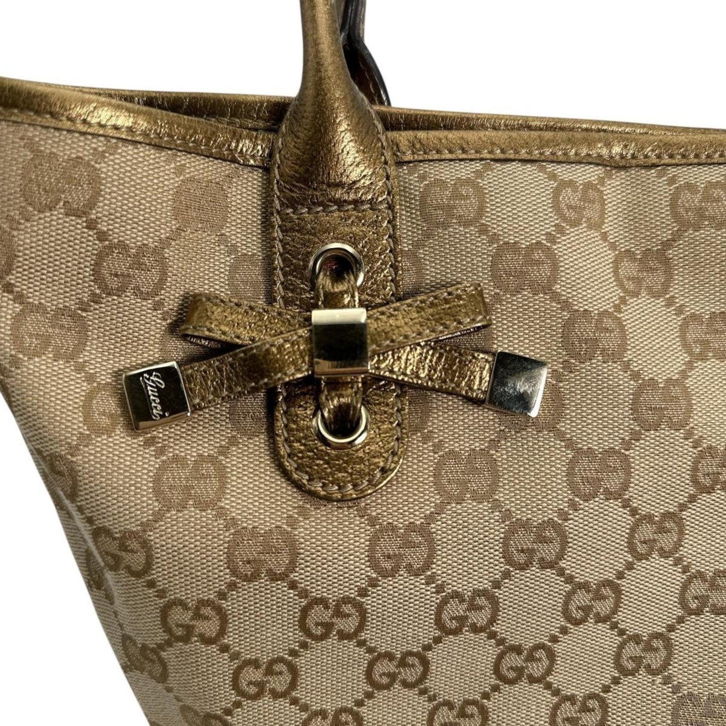 Gucci Beige Gg Canvas Handbag Tote Bag