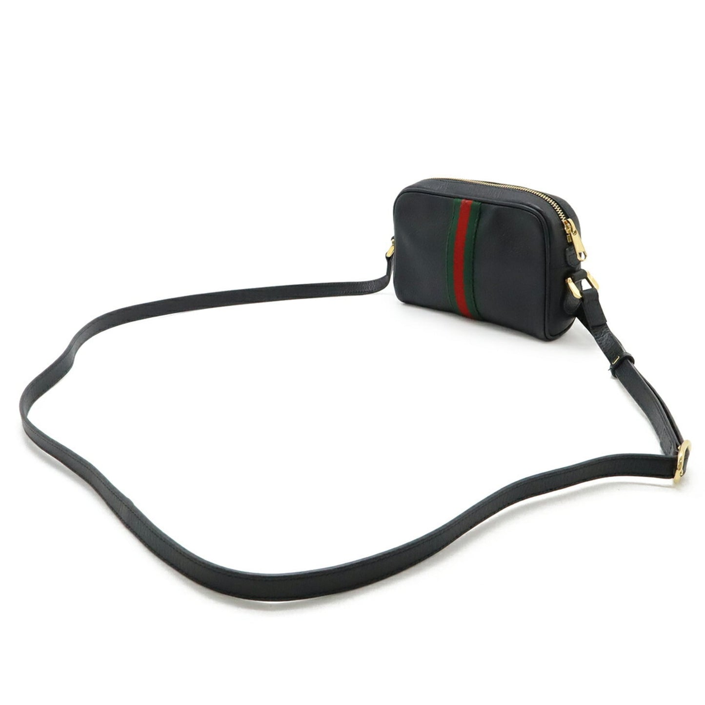 Gucci Black Green Red Color Leather Pochette Shoulder Bag