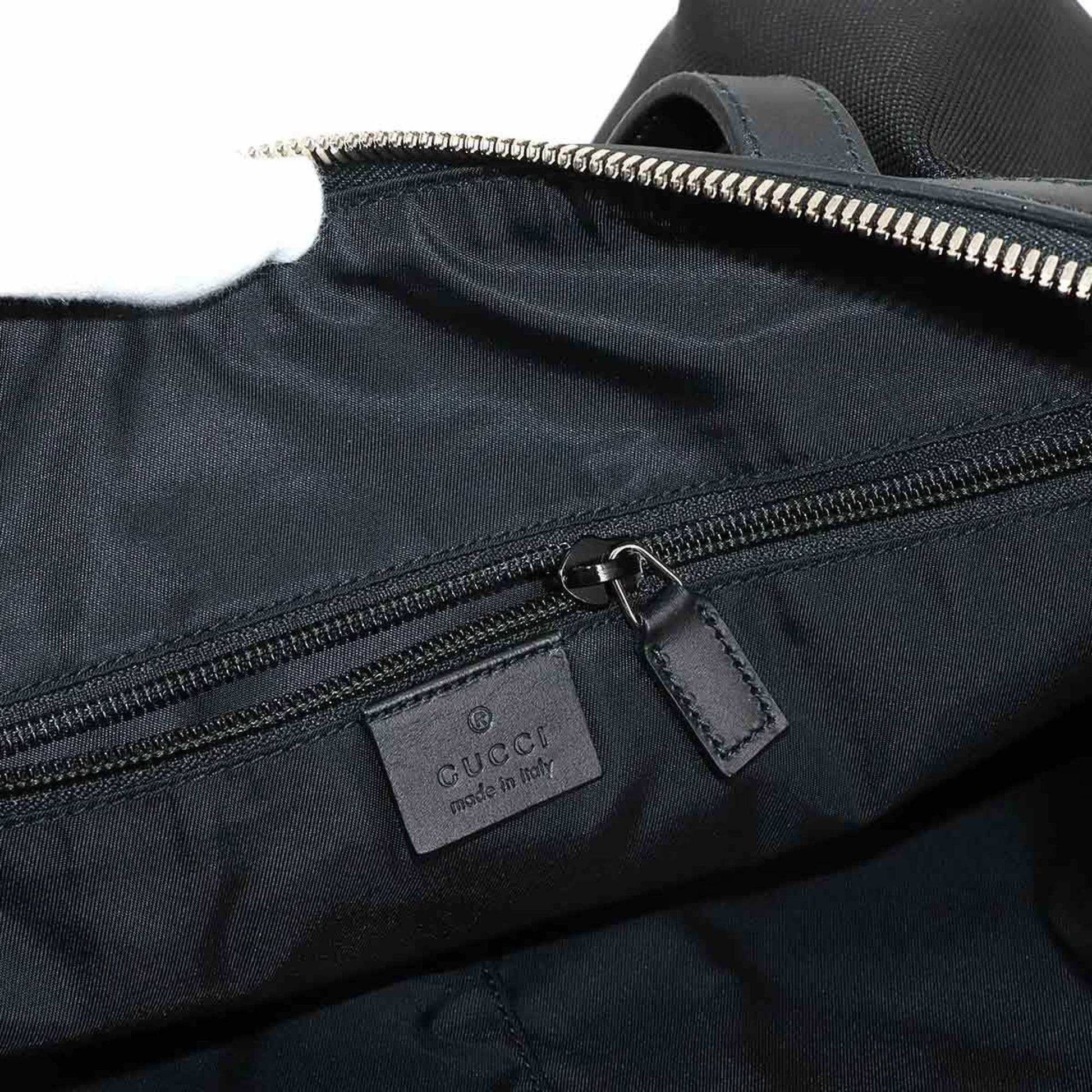 Gucci Black Nylon Canvas Leather Shoulder Bag Tote Bag