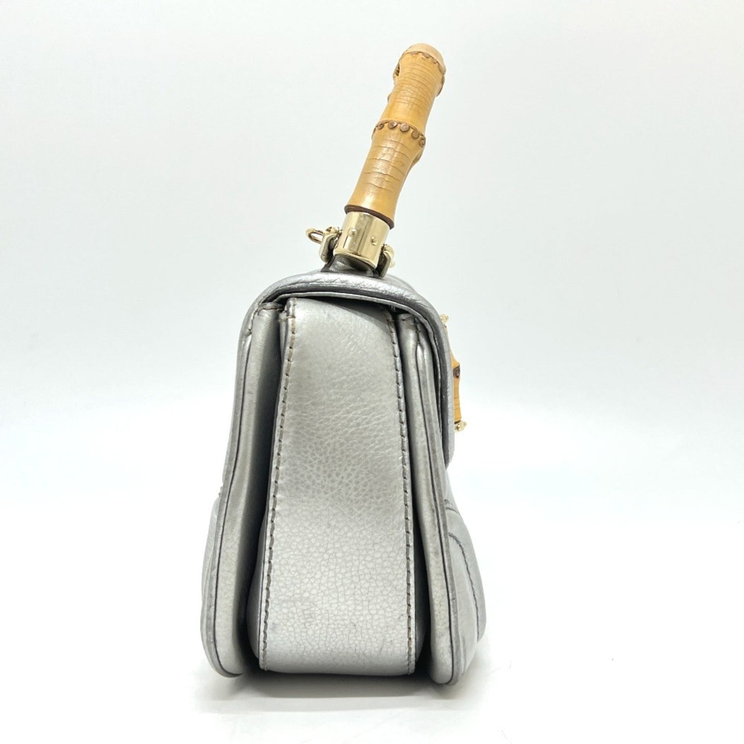 Gucci Silver Leather Handbag
