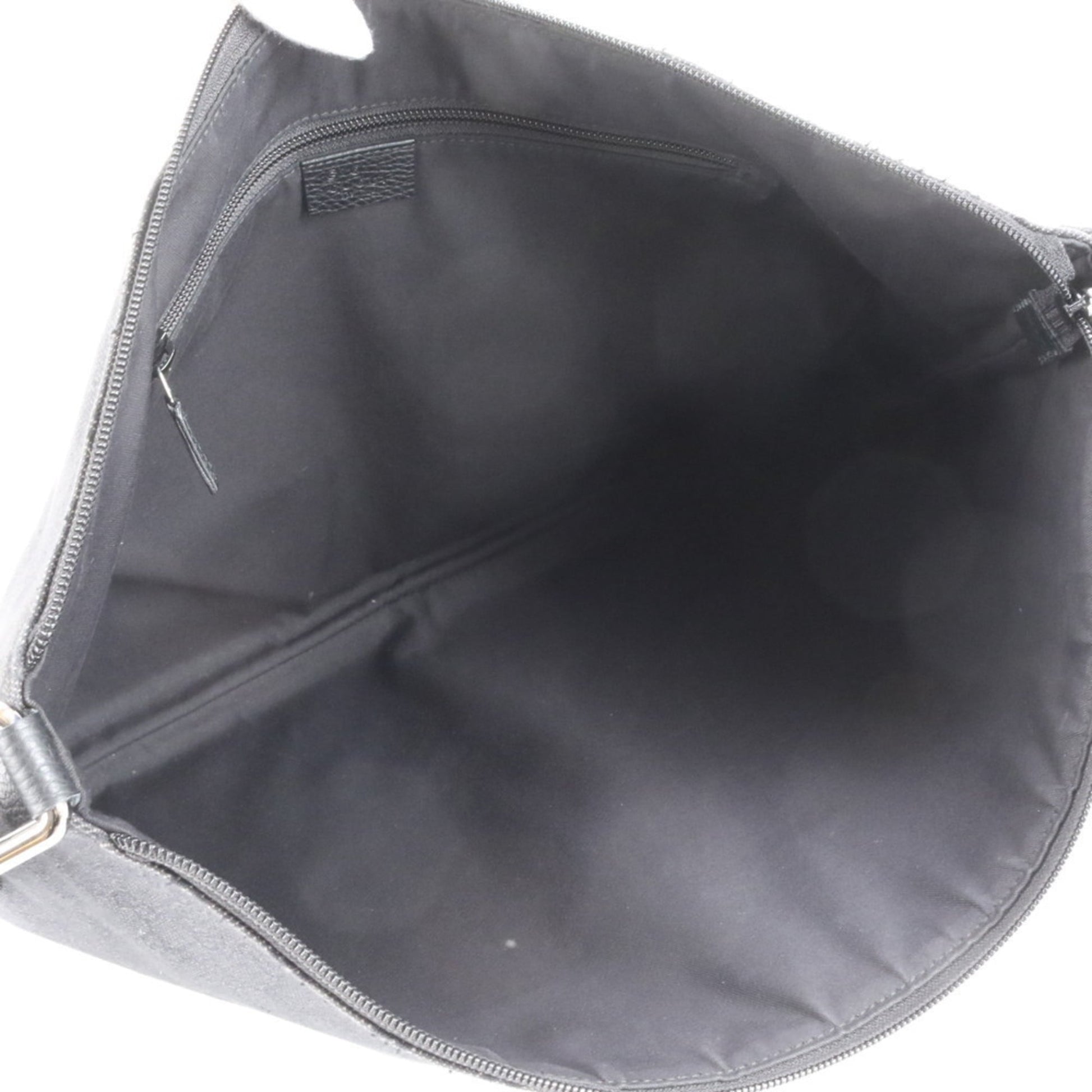 Gucci Black Leather Canvas Shoulder Bag