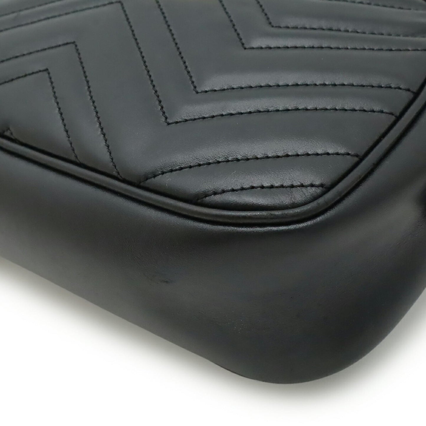 Gucci Gg Marmont Black Leather Pochette Shoulder Bag