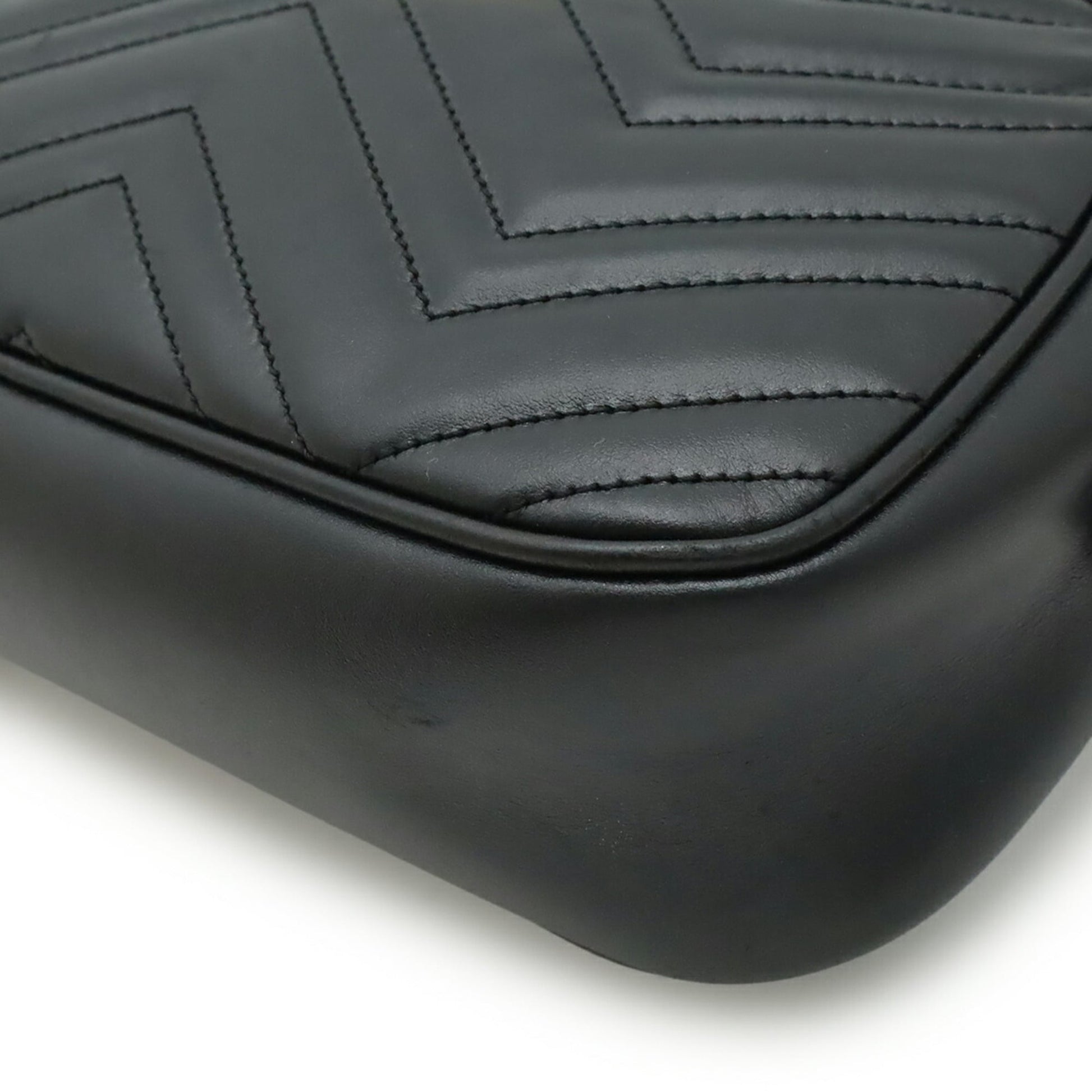 Gucci Gg Marmont Black Leather Pochette Shoulder Bag