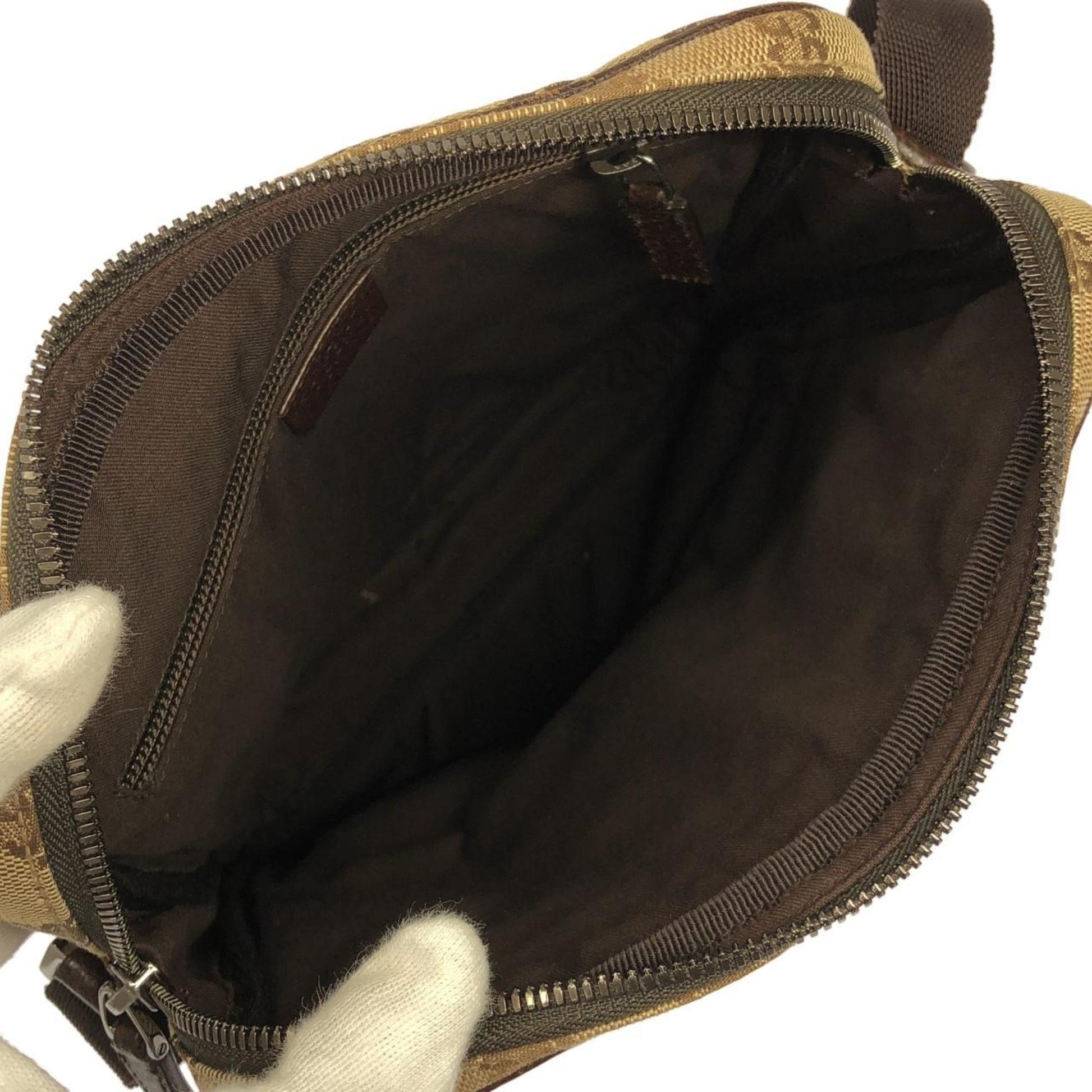 Gucci Beige Dark Brown Gg Canvas Shoulder Bag