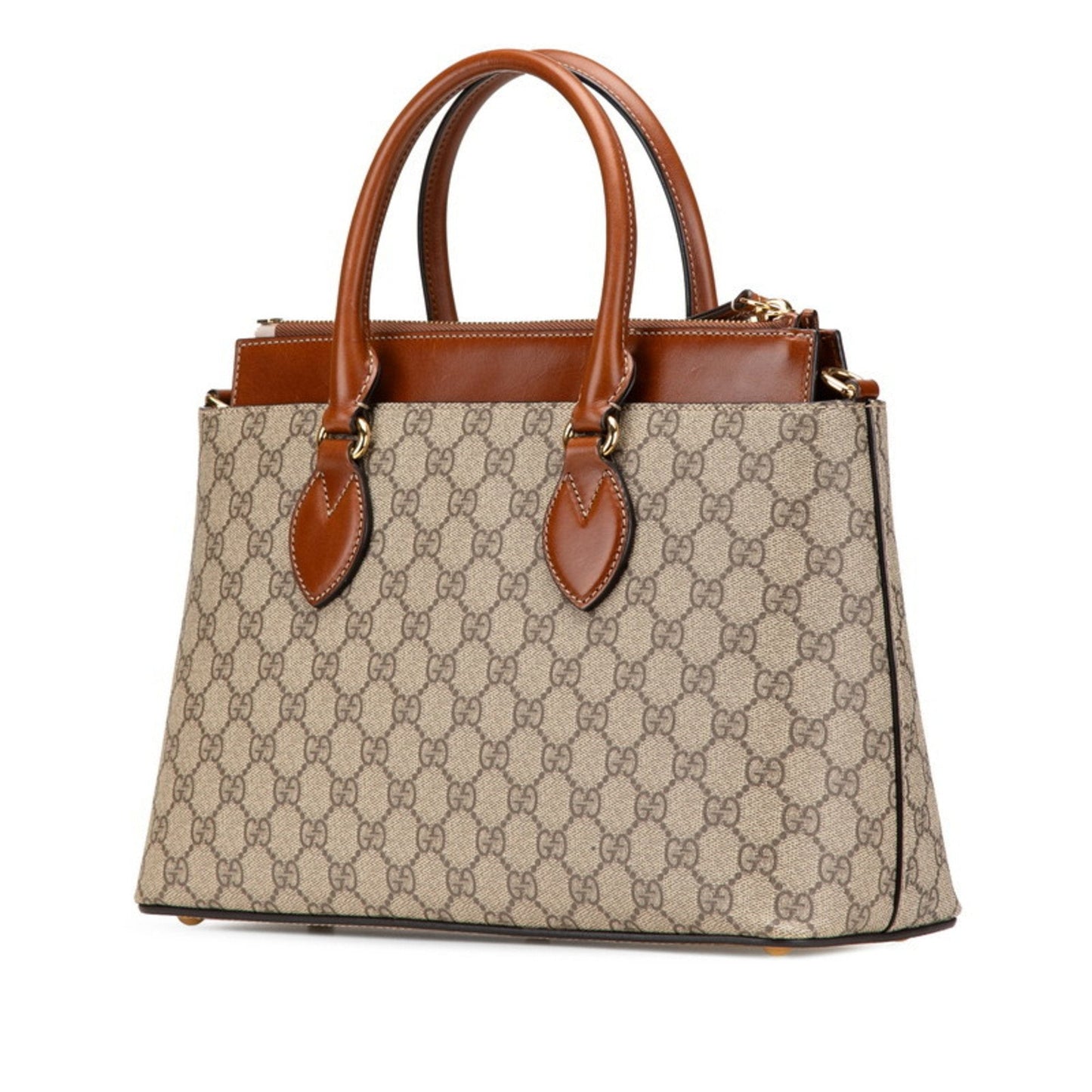 Gucci Beige Brown Pvc Leather Handbag Shoulder Bag