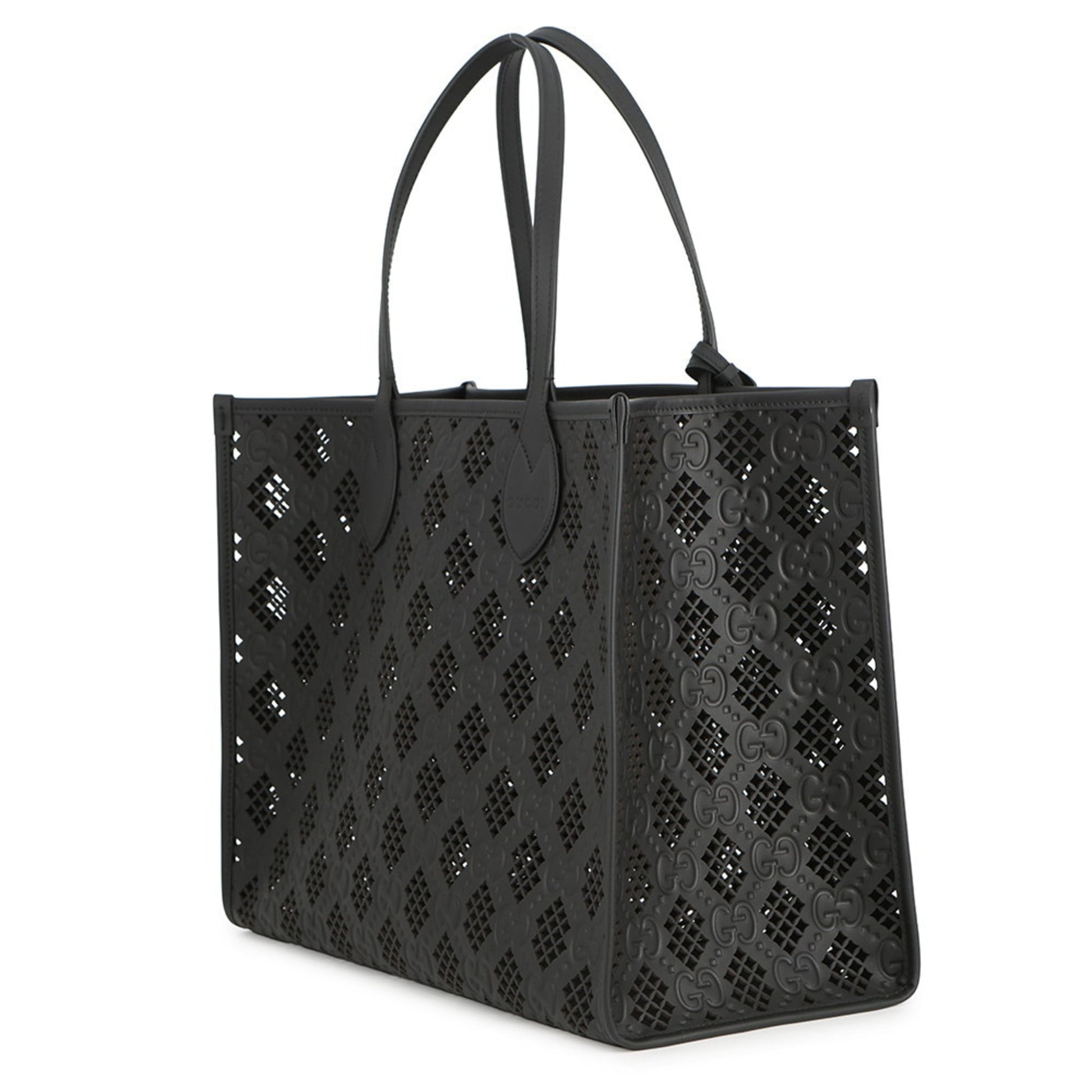 Gucci Black Gg Leather Tote Bag