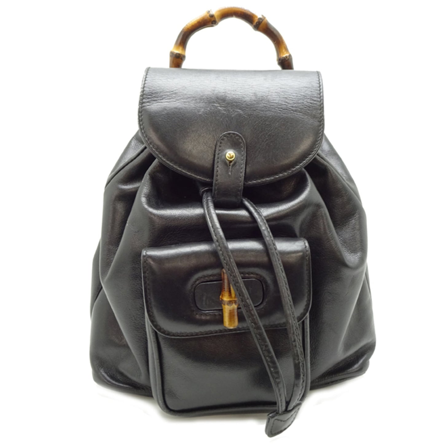 Gucci Black Leather Bamboo Backpack
