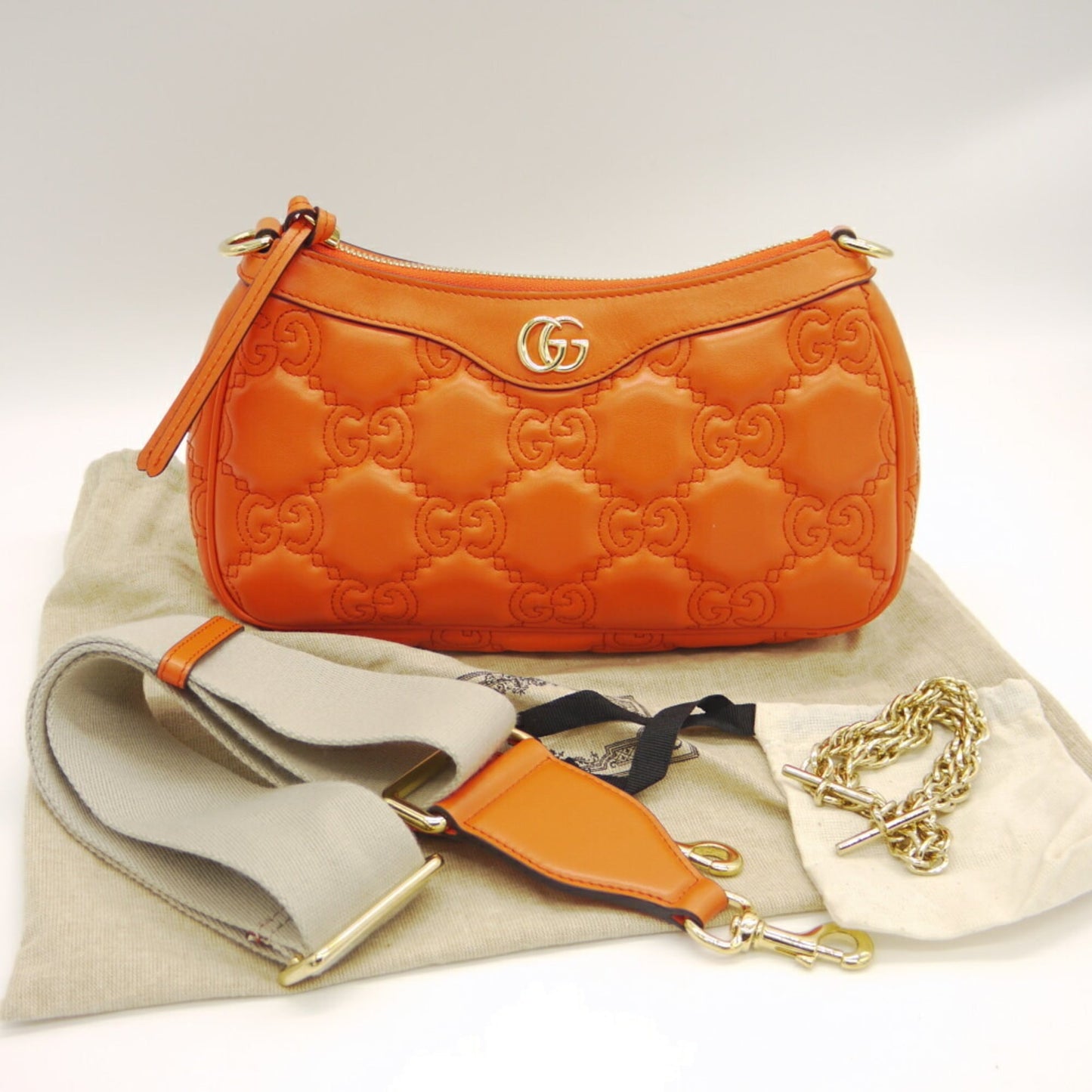 Gucci Orange Leather Handbag Shoulder Bag