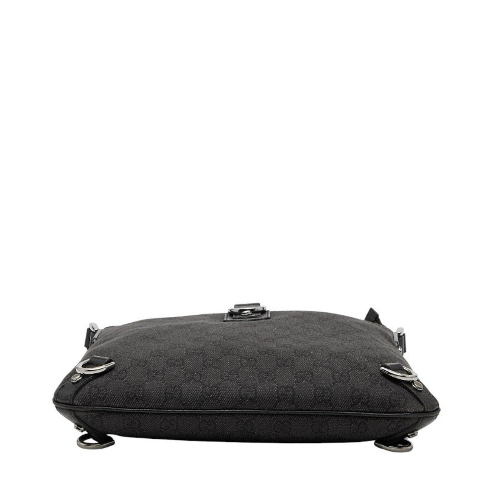 Gucci Black Canvas Leather Shoulder Bag