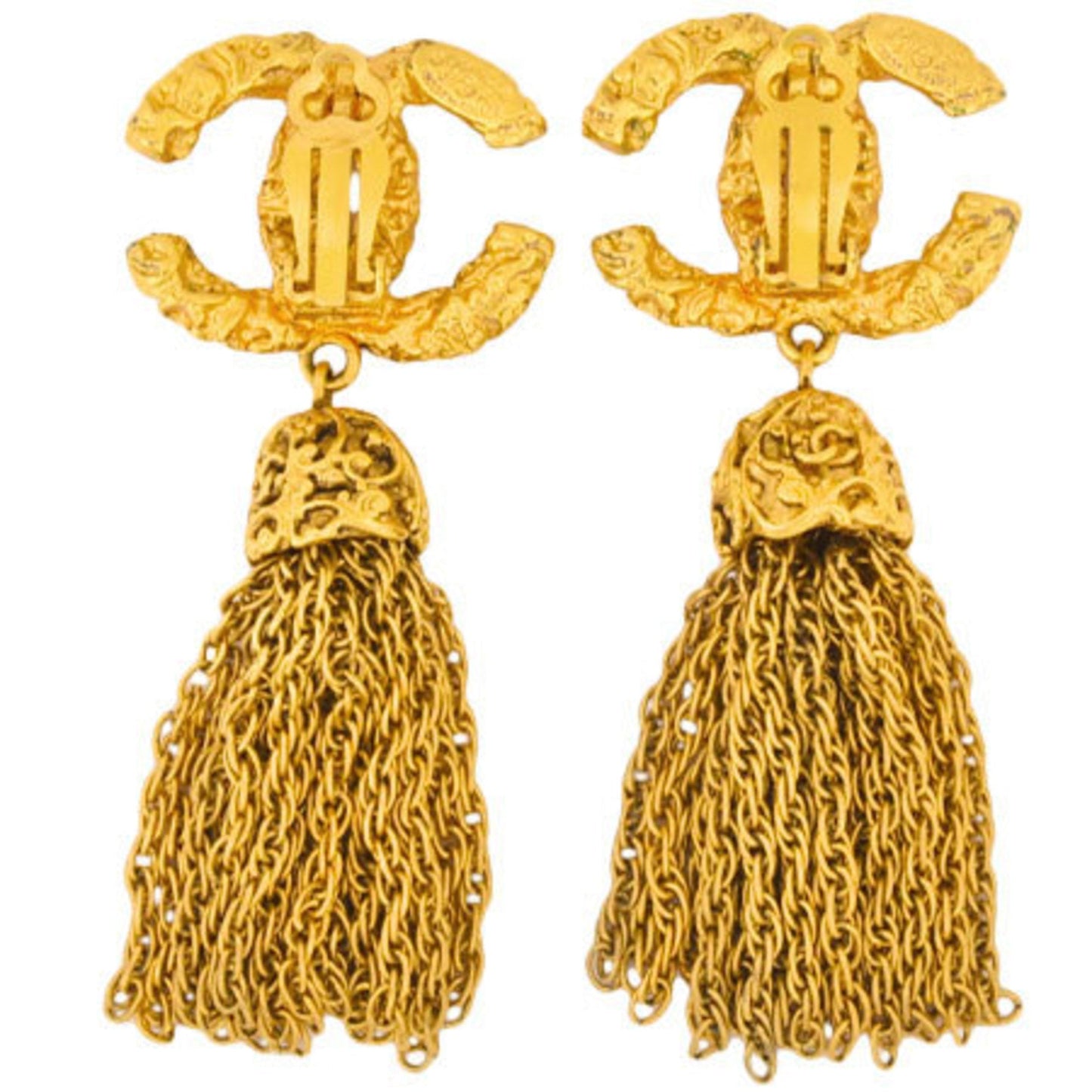 Chanel here mark earrings gold metal 93A