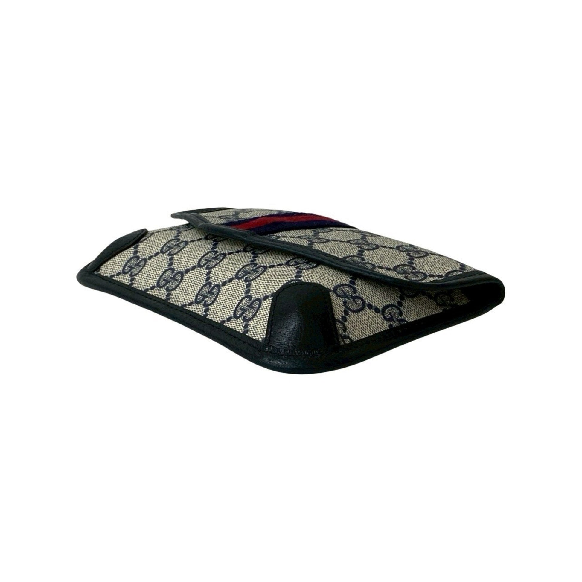 Gucci Navy Red Color Leather Pvc Pouch