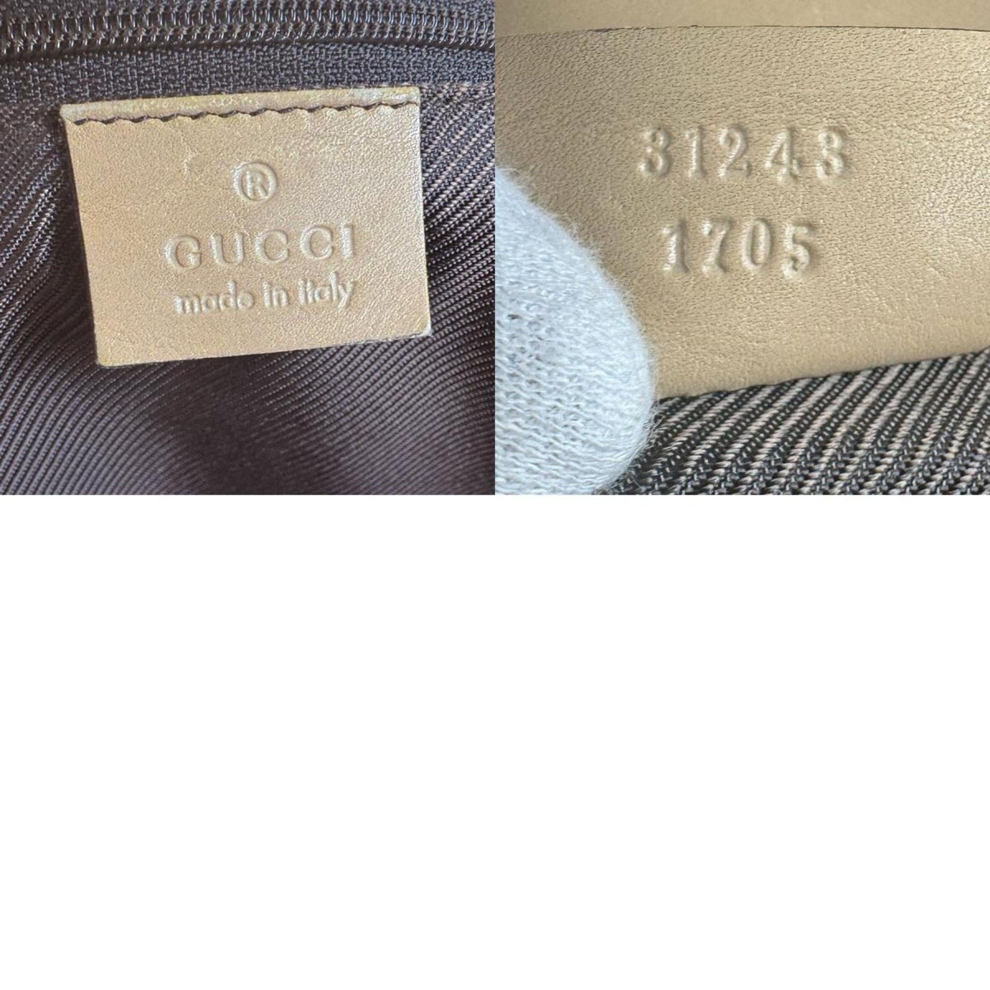 Gucci Beige Gg Canvas Leather Shoulder Bag Tote Bag