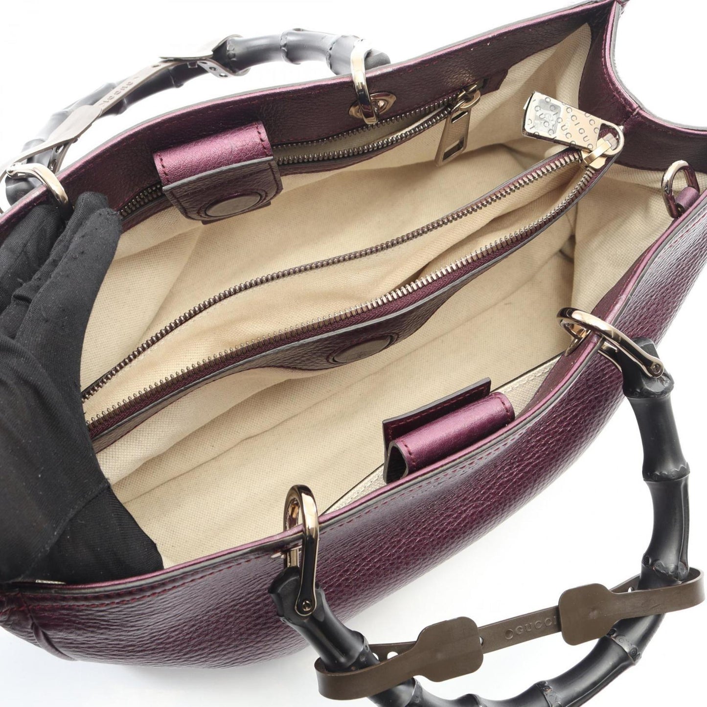Gucci Purple Leather Tote Bag