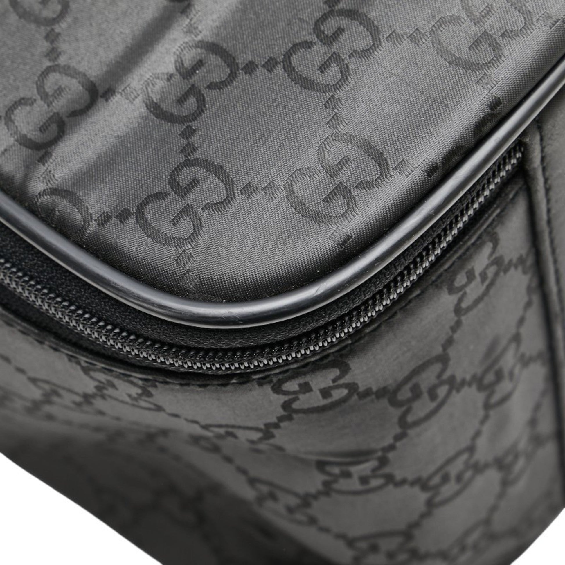 Gucci Black Nylon Leather Boston Bag