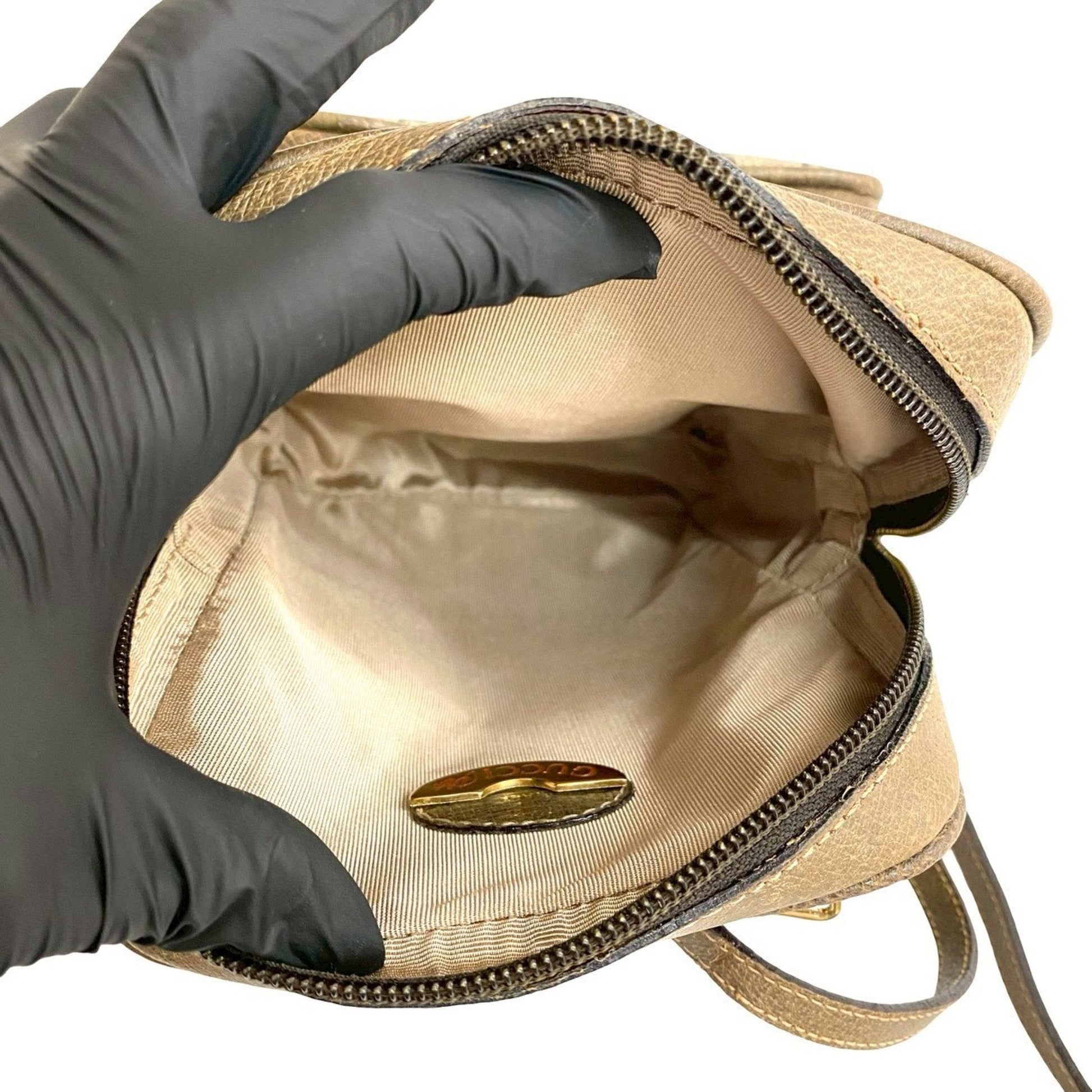Gucci Brown Leather Pvc Pochette Shoulder Bag