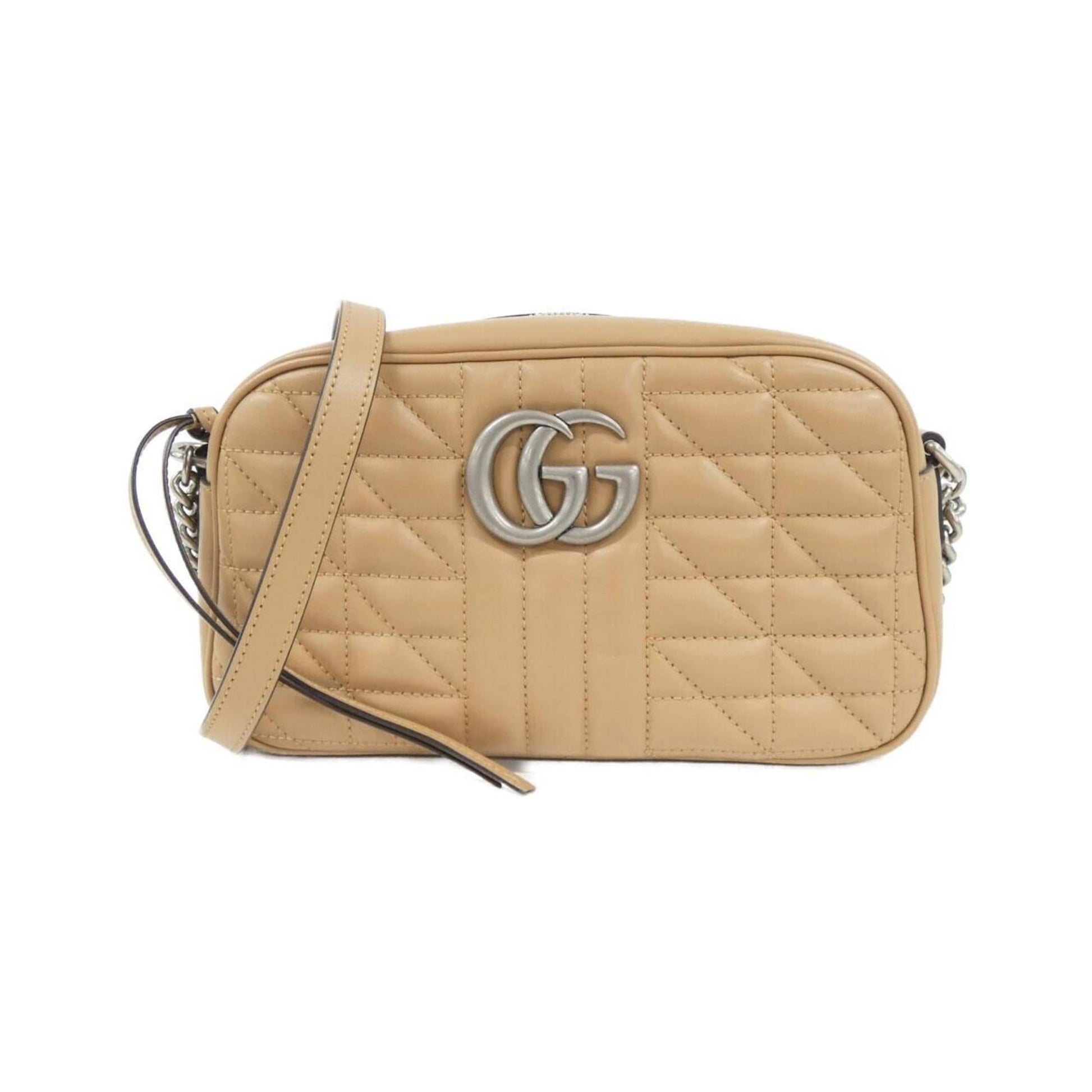 Gucci Gg Marmont Beige Leather Shoulder Bag