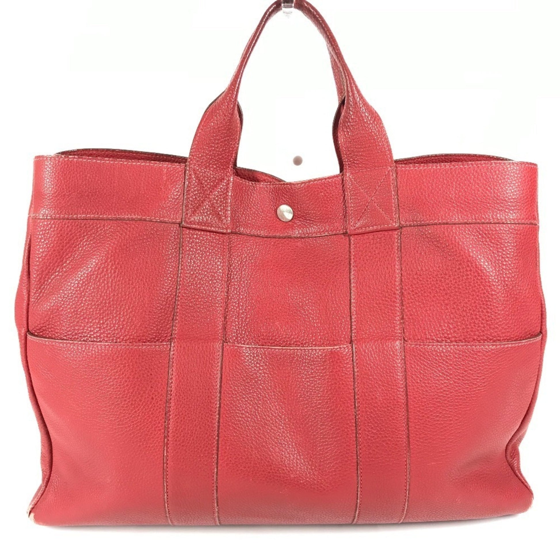 Hermes Fourre Tout Color Handbag Tote Bag Leather Red