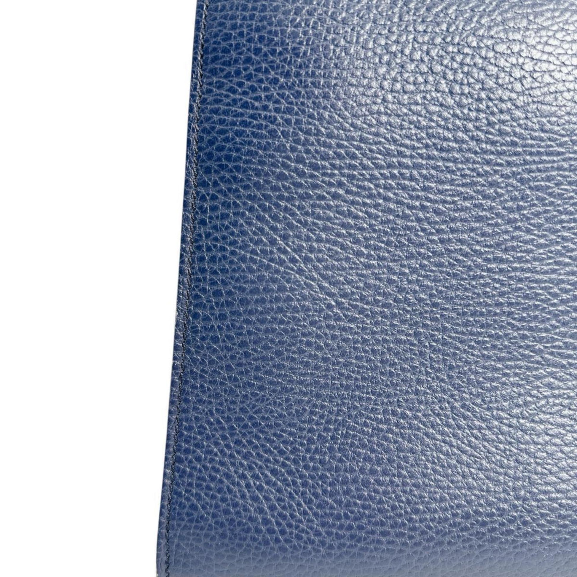 Gucci Blue Bamboo Leather Handbag