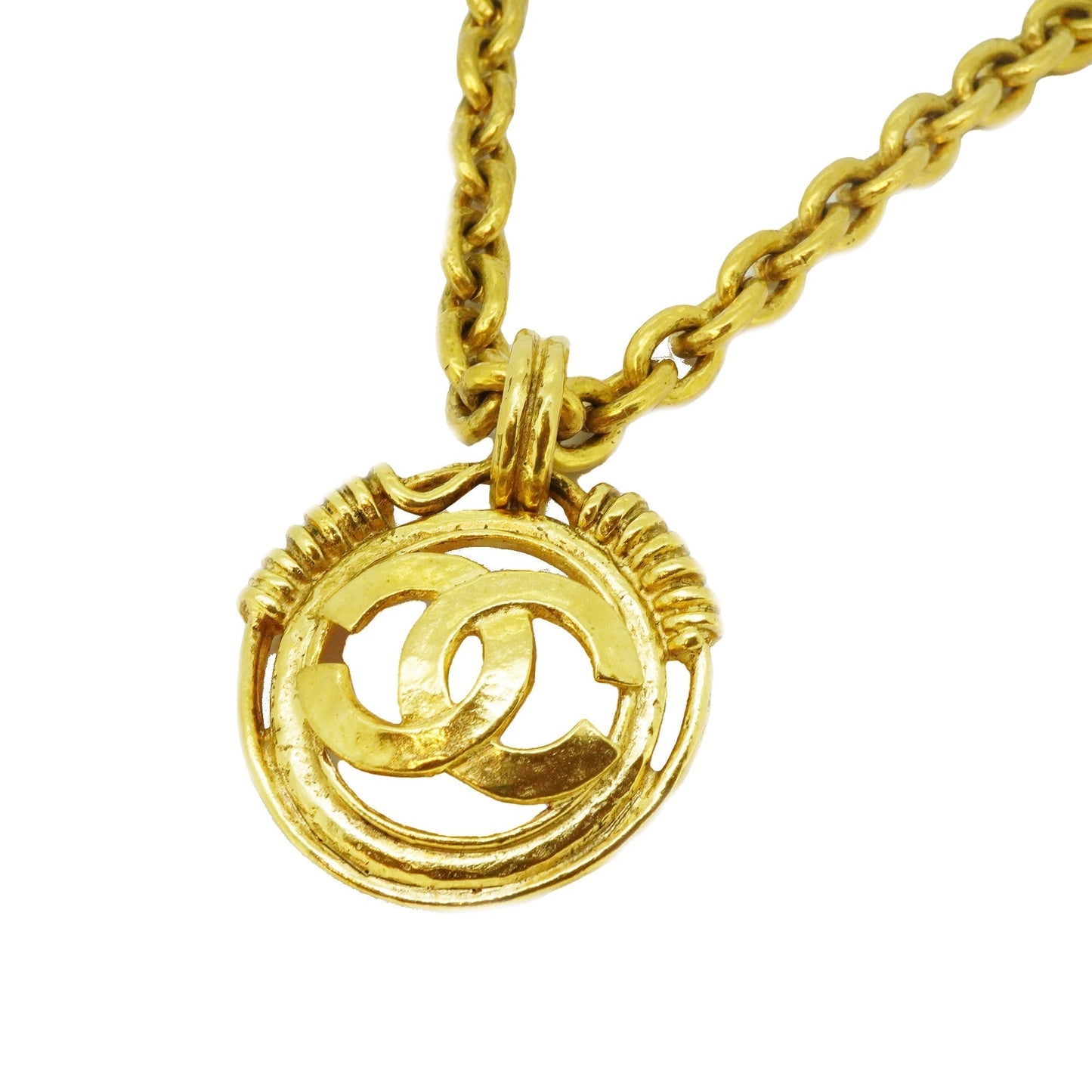 Chanel Necklace   Coco Mark 5 Consecutive GP Plated Gold Color Gold
