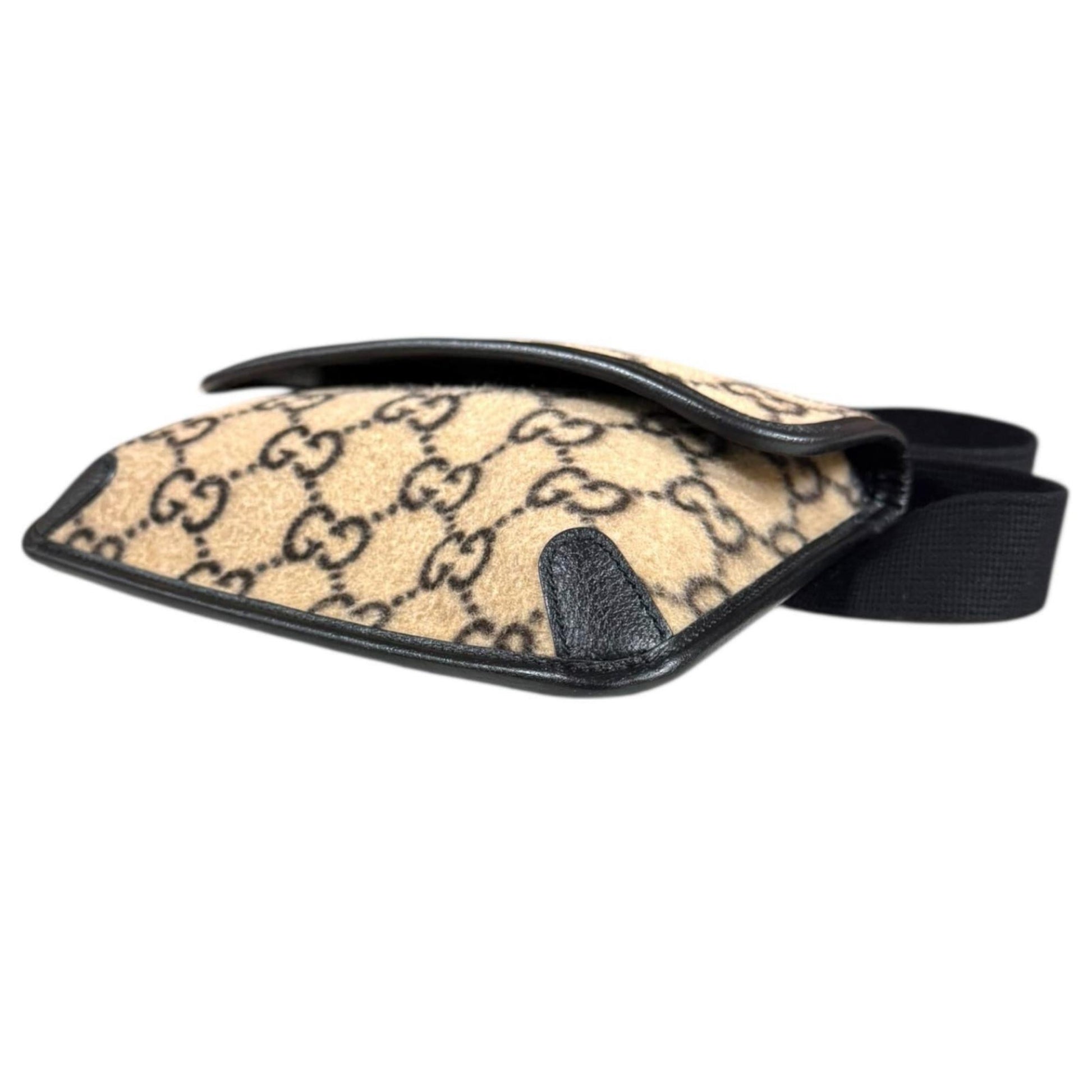 Gucci Beige Black Wool Leather Sling Bag