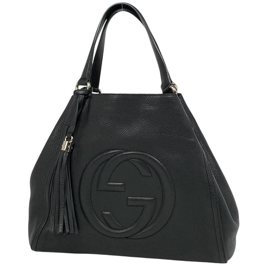 Gucci Black Leather Tote Bag