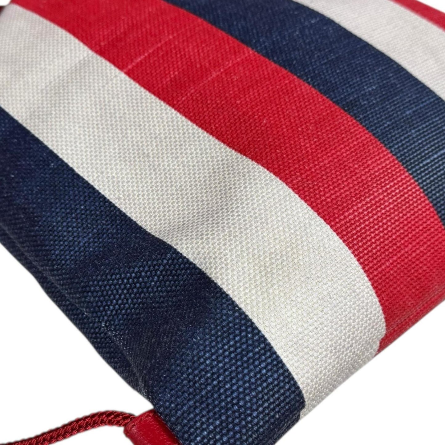 Gucci Blue Red Color White Canvas Leather Backpack