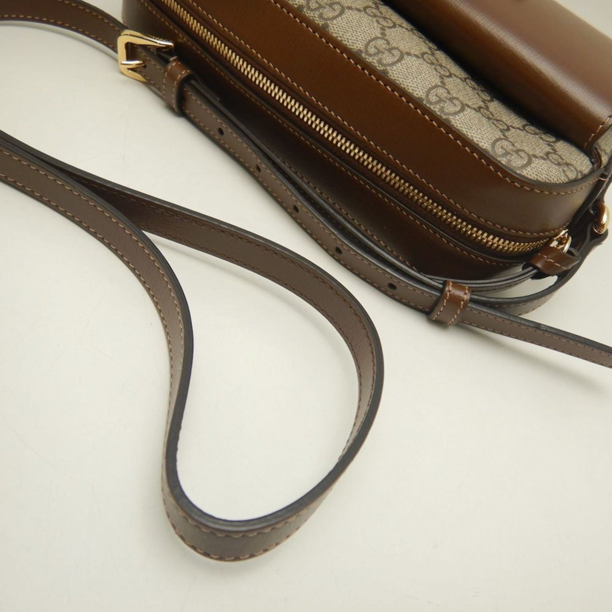 Gucci Horsebit Beige Brown Gg Supreme Leather Shoulder Bag
