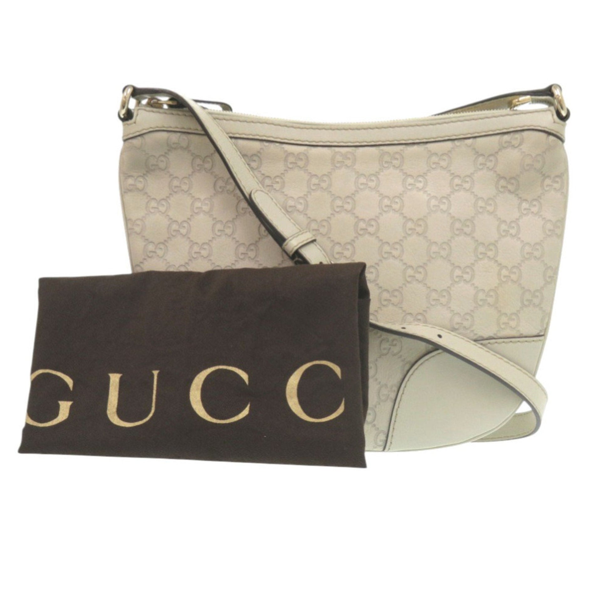 Gucci Guccissima Ivory Leather Shoulder Bag