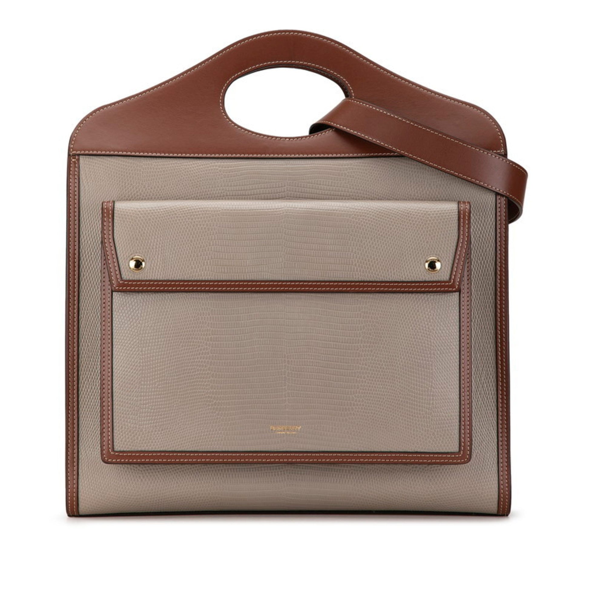 Burberry Handbag Shoulder Bag Leather Brown Gray