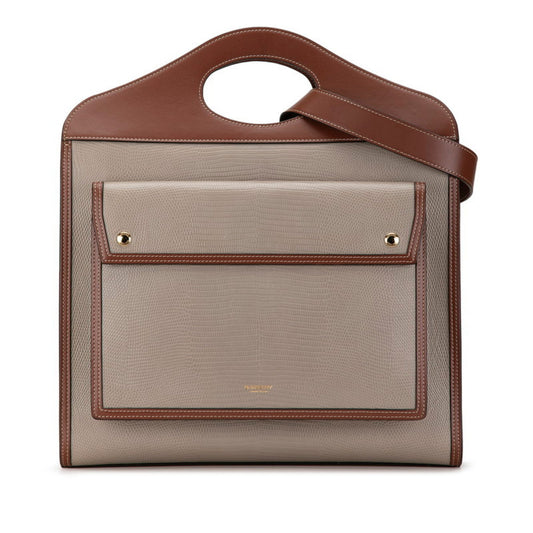 Burberry Handbag Shoulder Bag Leather Brown Gray