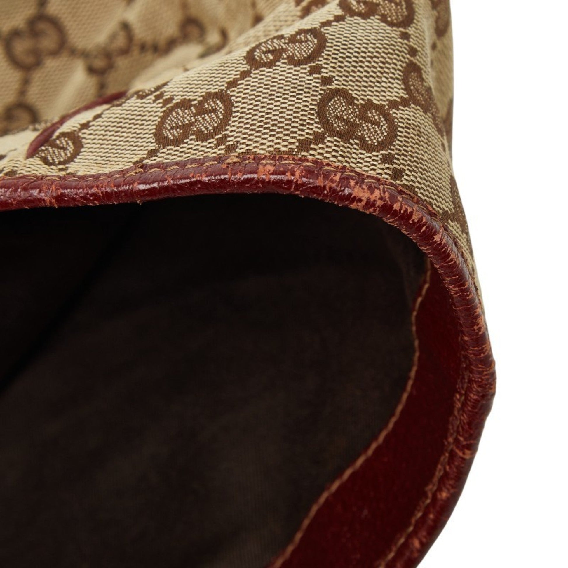 Gucci Beige Bordeaux Canvas Leather Handbag Tote Bag