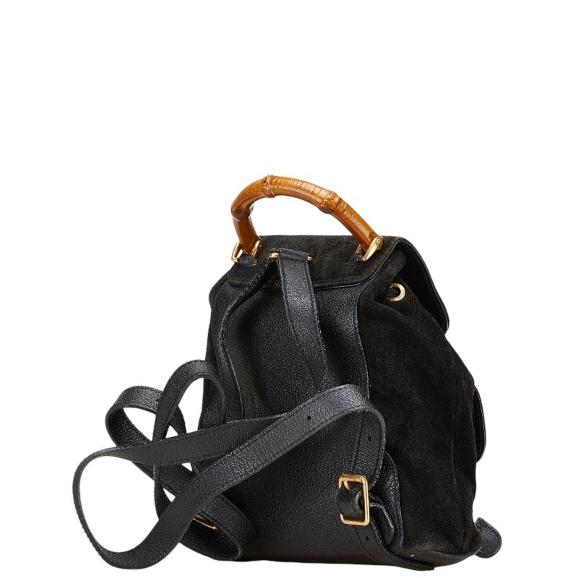 Gucci Black Leather Suede Backpack