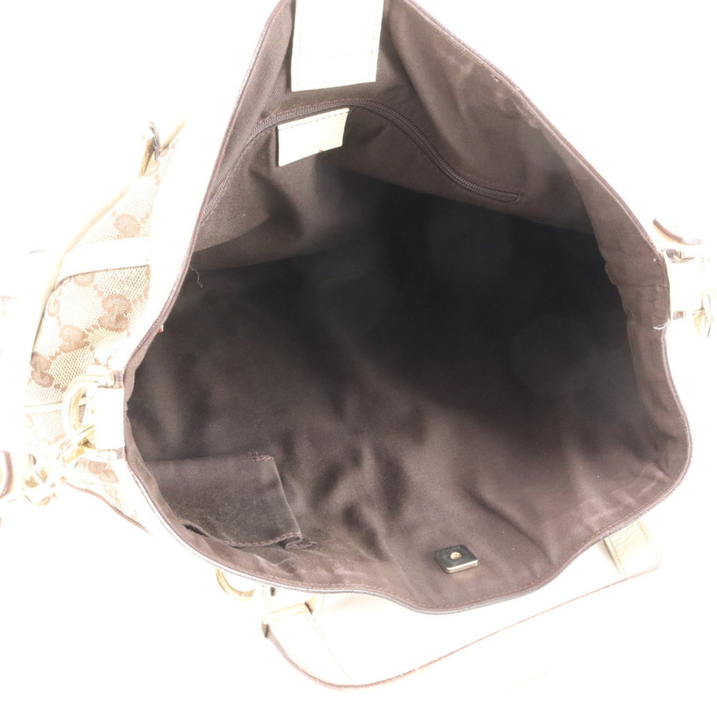 Gucci Brown White Leather Canvas Shoulder Bag