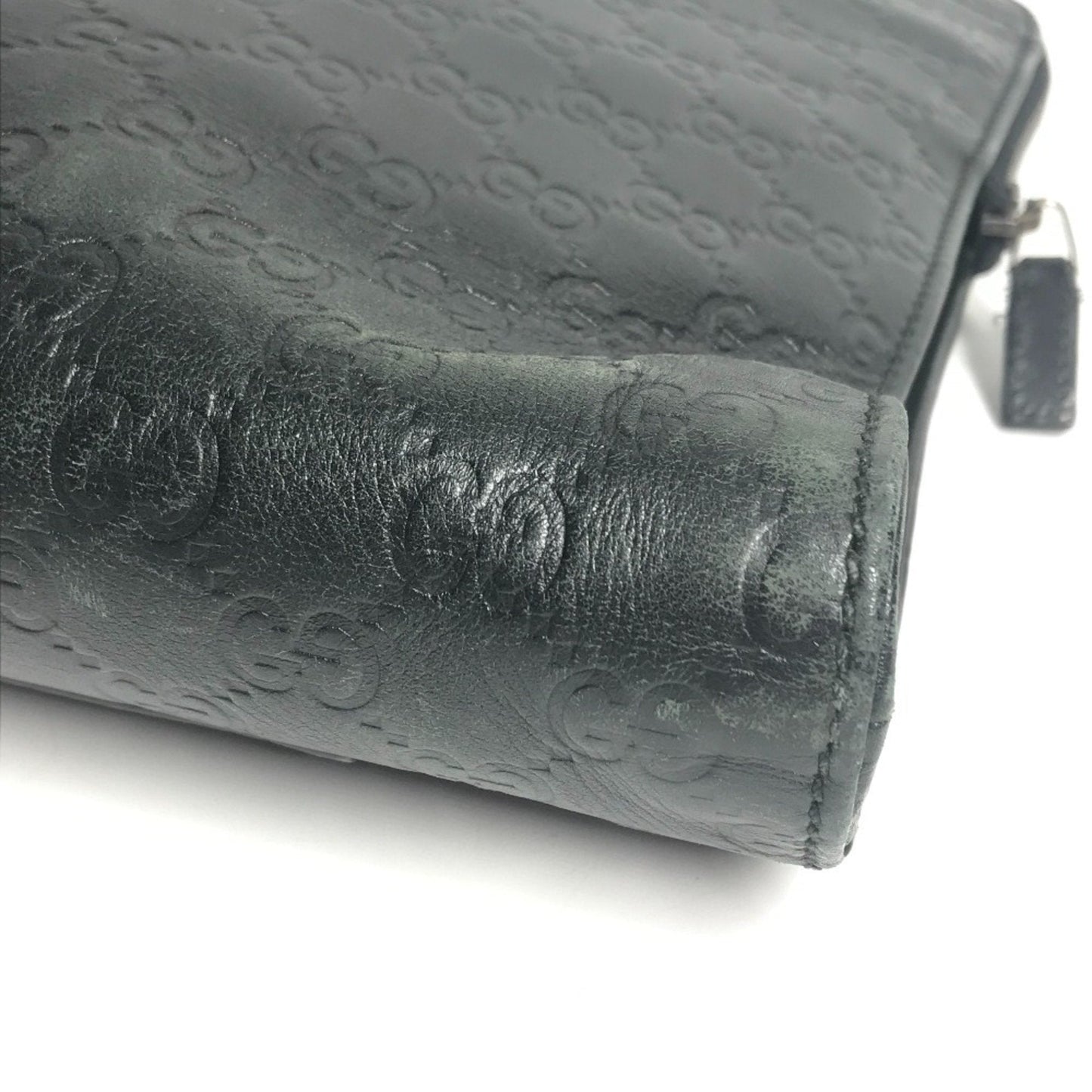 Gucci Black Gg Leather Briefcase Handbag Tote Bag