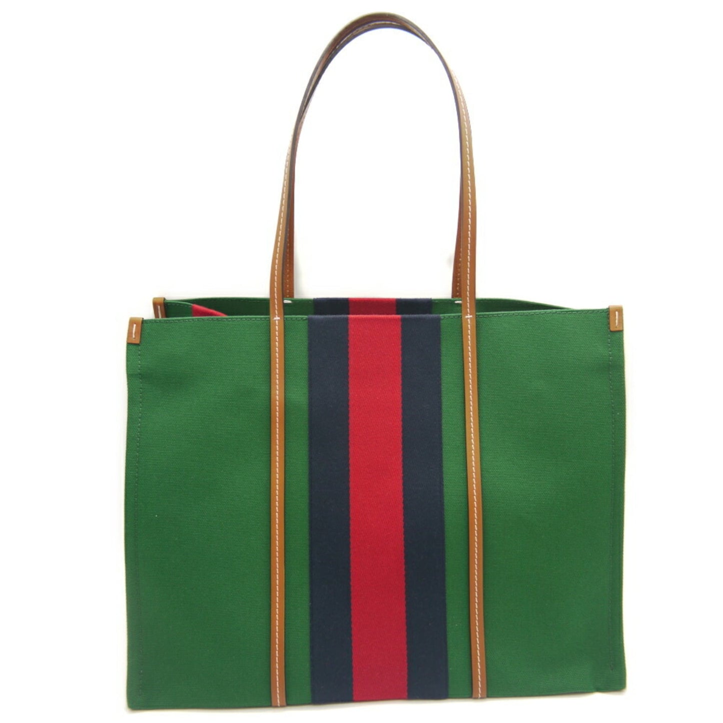 Gucci Green Canvas Leather Shoulder Bag Tote Bag