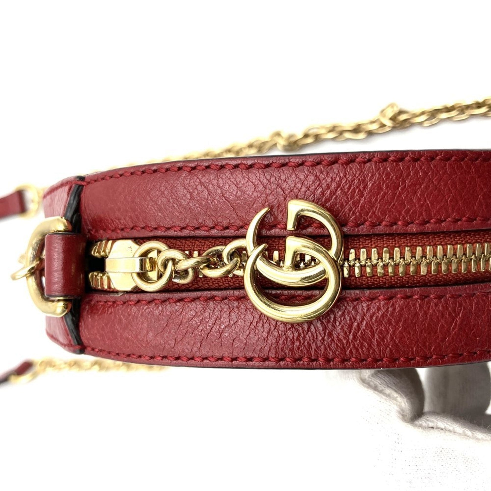 Gucci Gg Marmont Navy Red Color Suede Leather Shoulder Bag