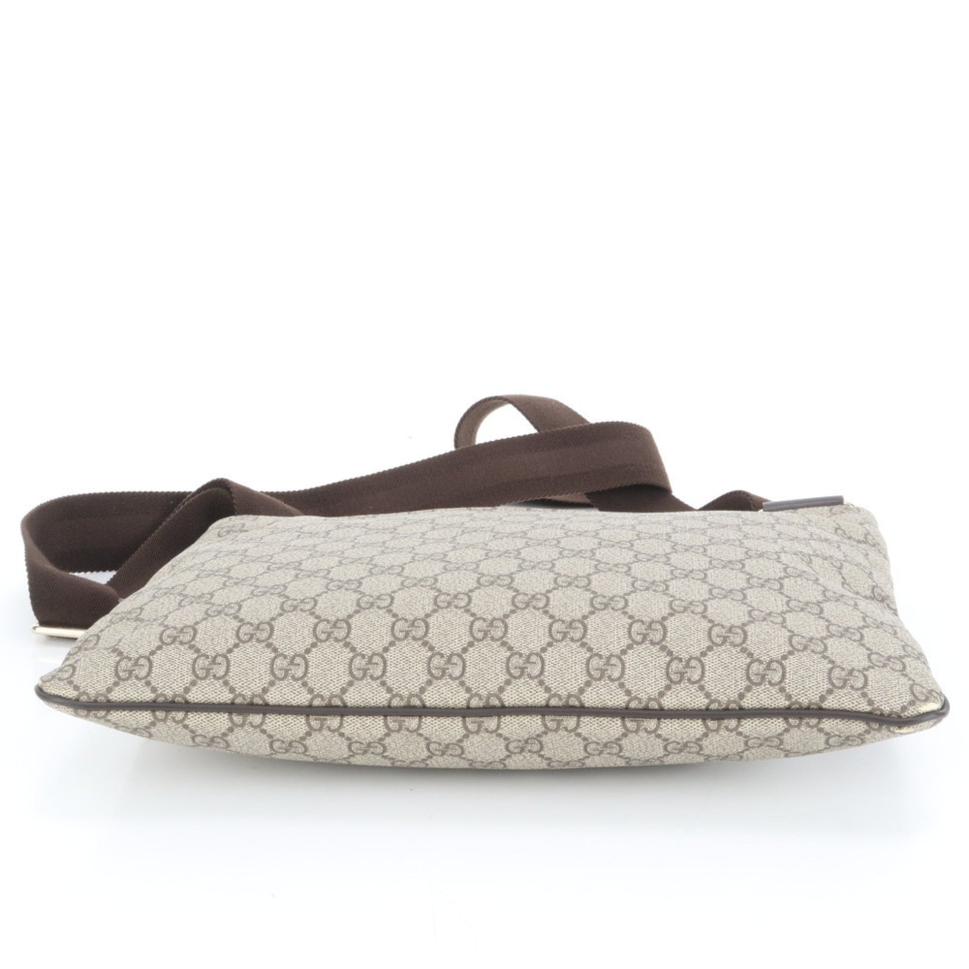 Gucci Brown Leather Coated Canvas Shoulder Bag