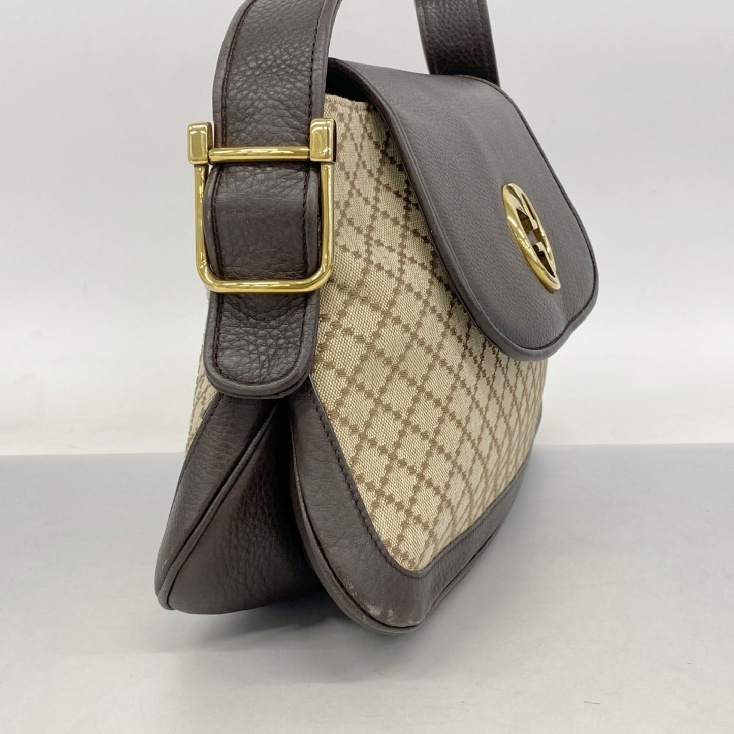 Gucci Brown Canvas Leather Shoulder Bag
