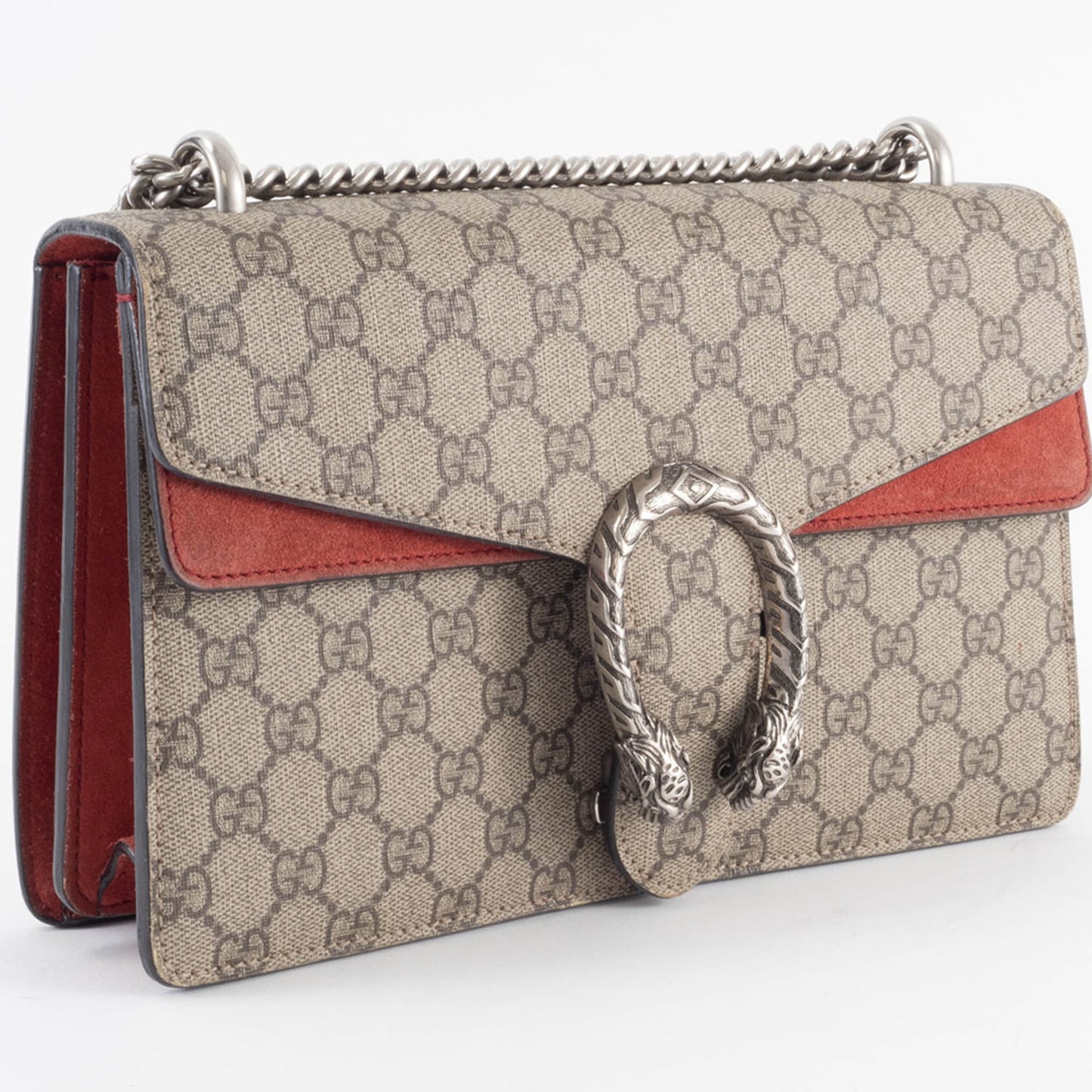Gucci Beige Red Color Gg Supreme Leather Shoulder Bag